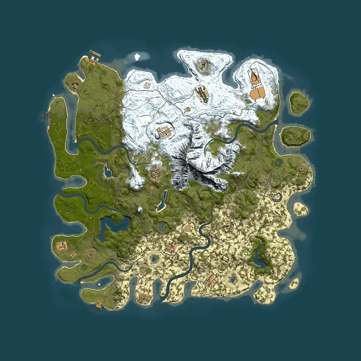 Rust map seed 432733661, 5000x5000m top-down preview