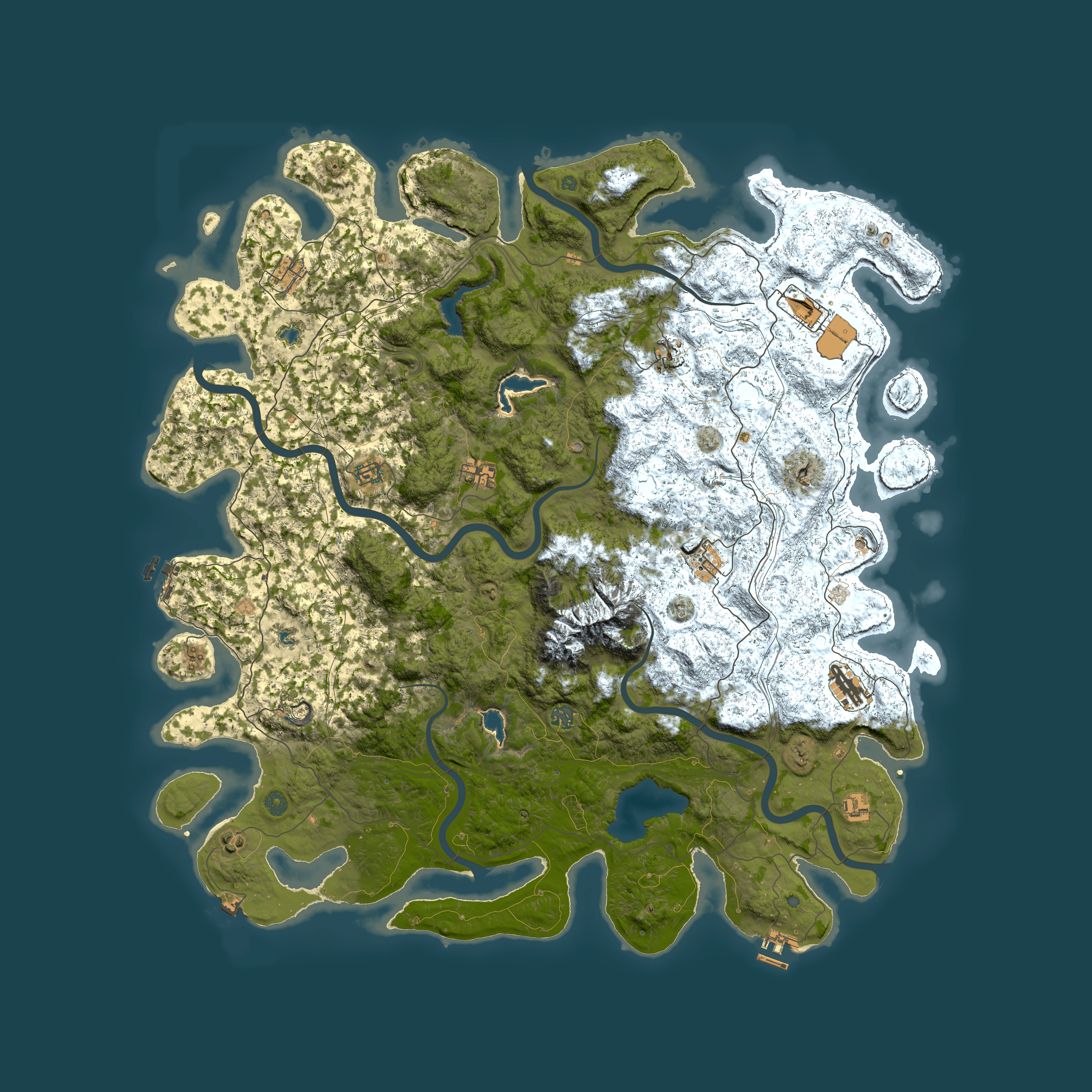 Full top-down render of Rust map seed 1197327571, 5500x5500m