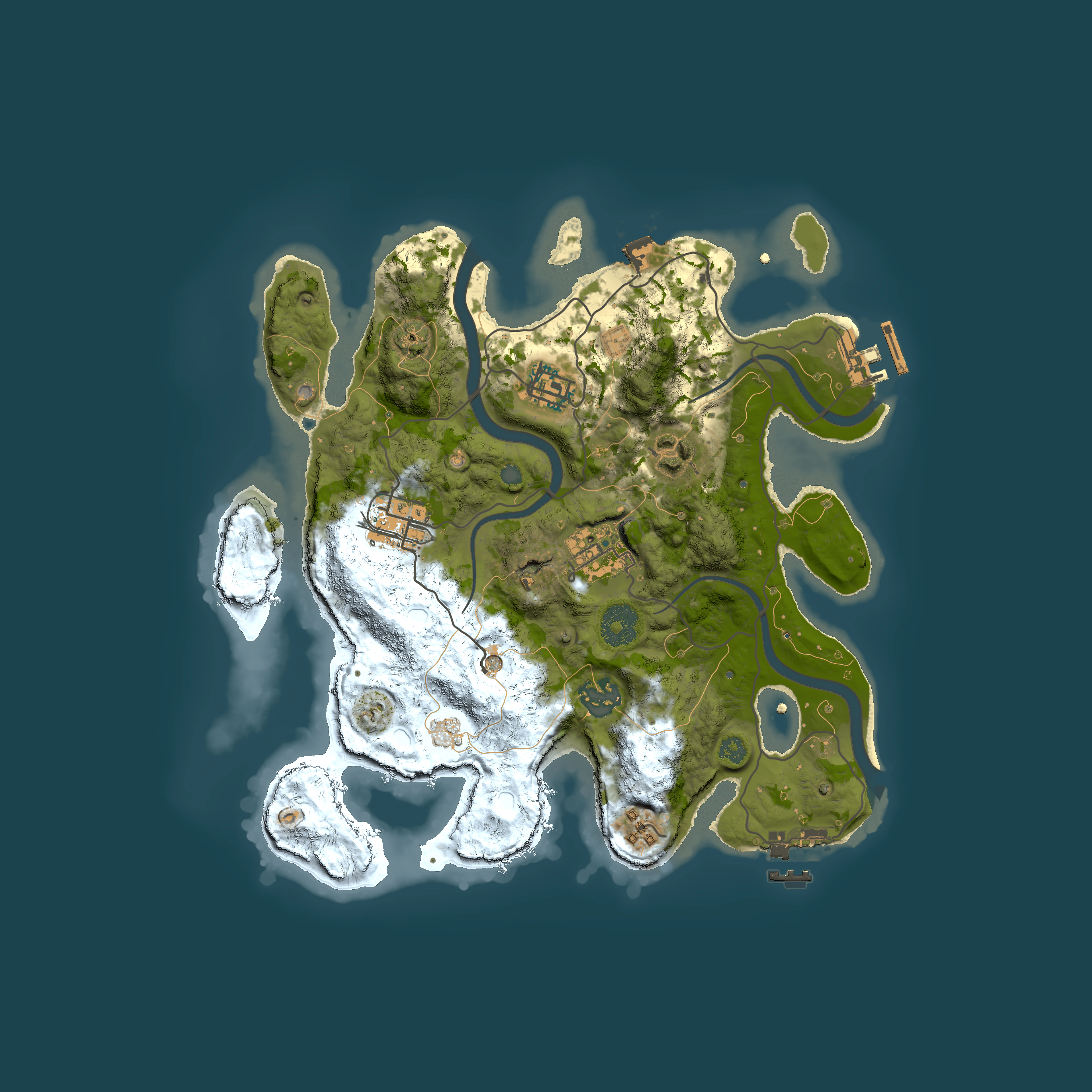 Full top-down render of Rust map seed 251219256, 3000x3000m