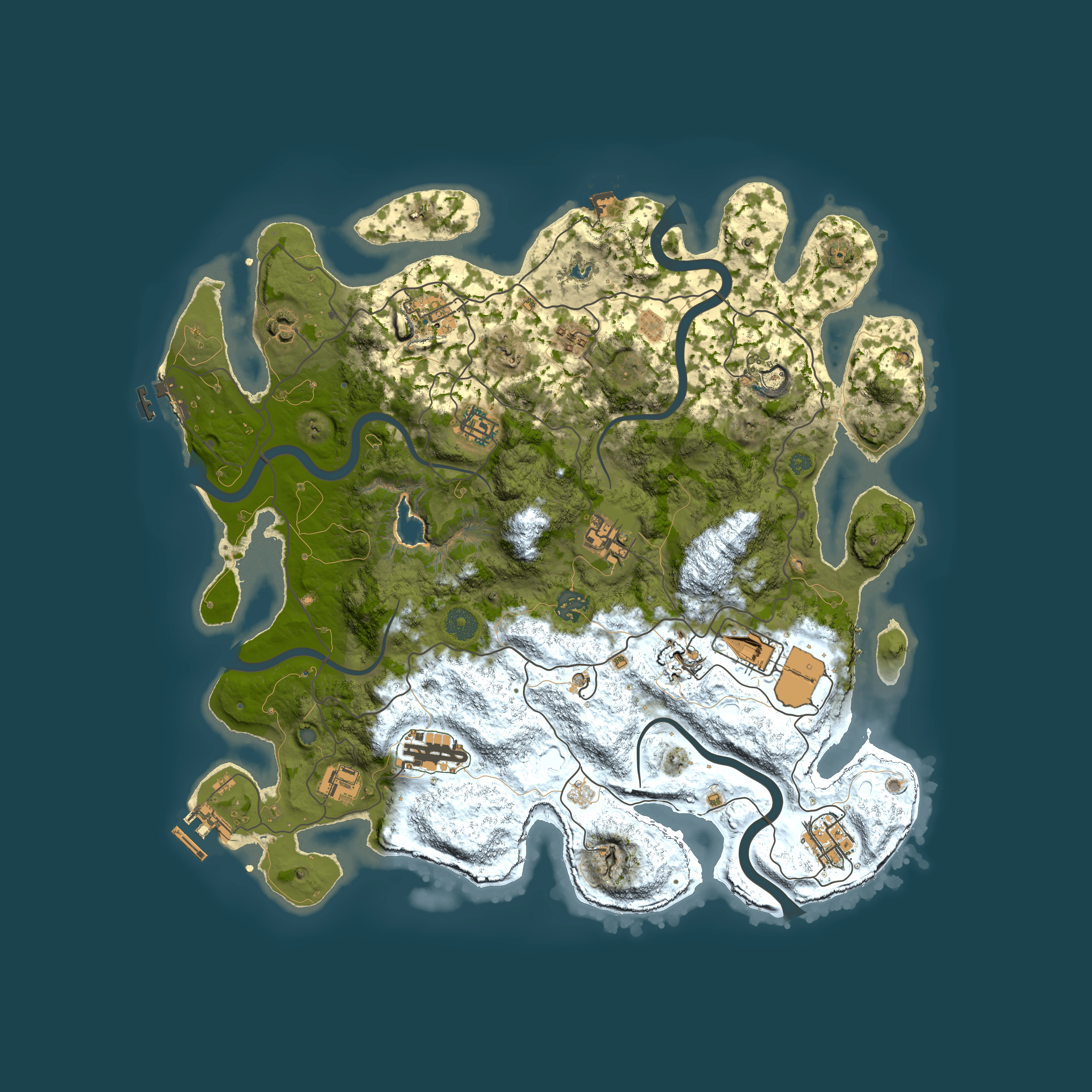 Full top-down render of Rust map seed 584200204, 4000x4000m