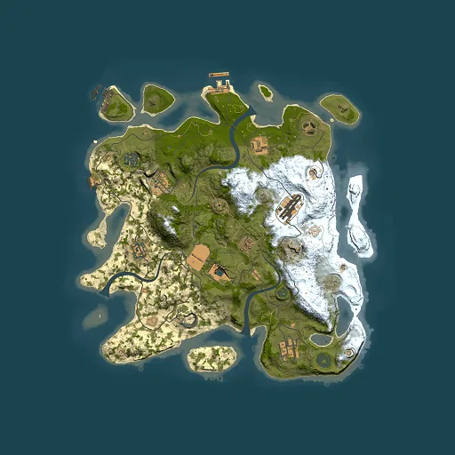Rust map seed 1360201573, 3500x3500m top-down preview