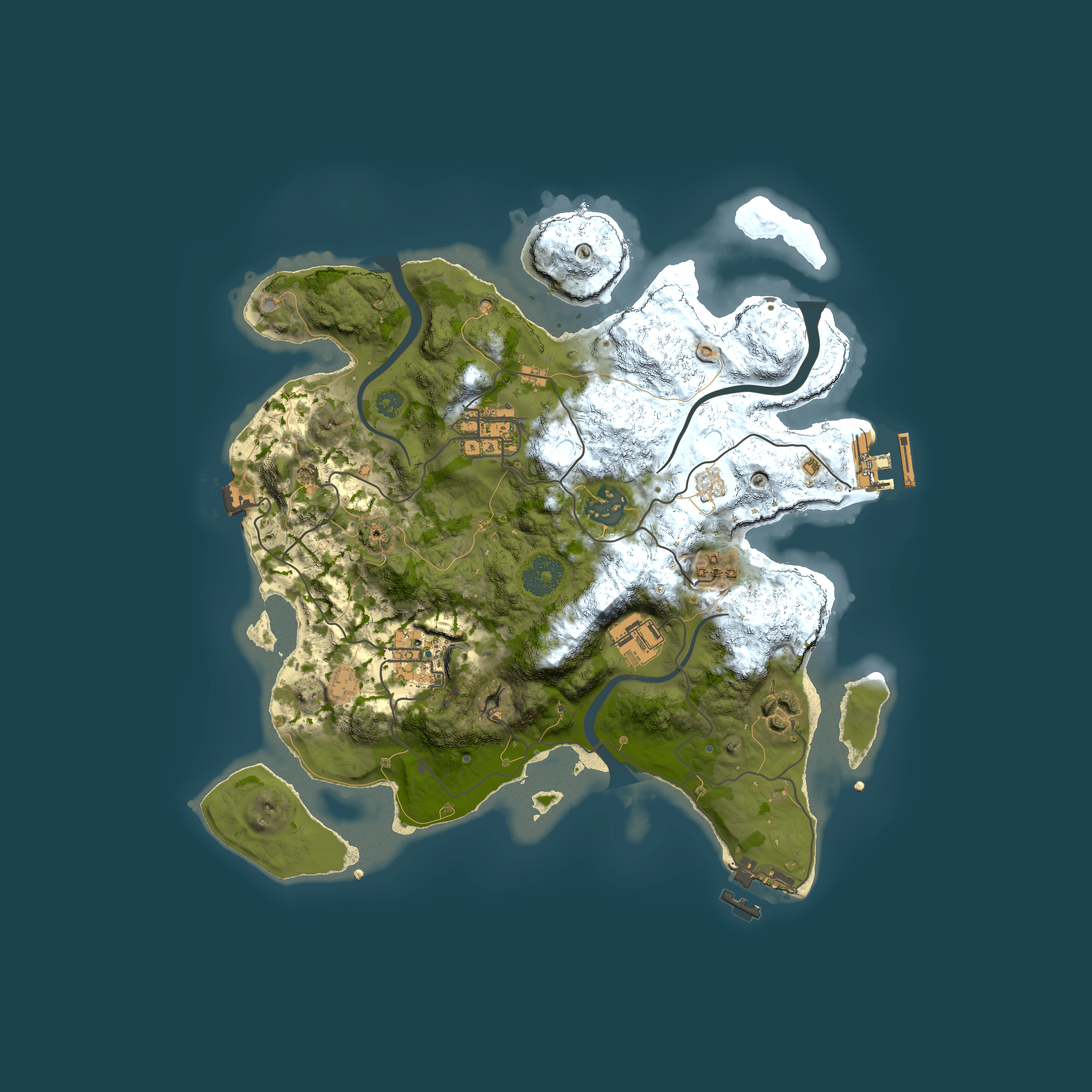 Full top-down render of Rust map seed 1347883945, 3000x3000m