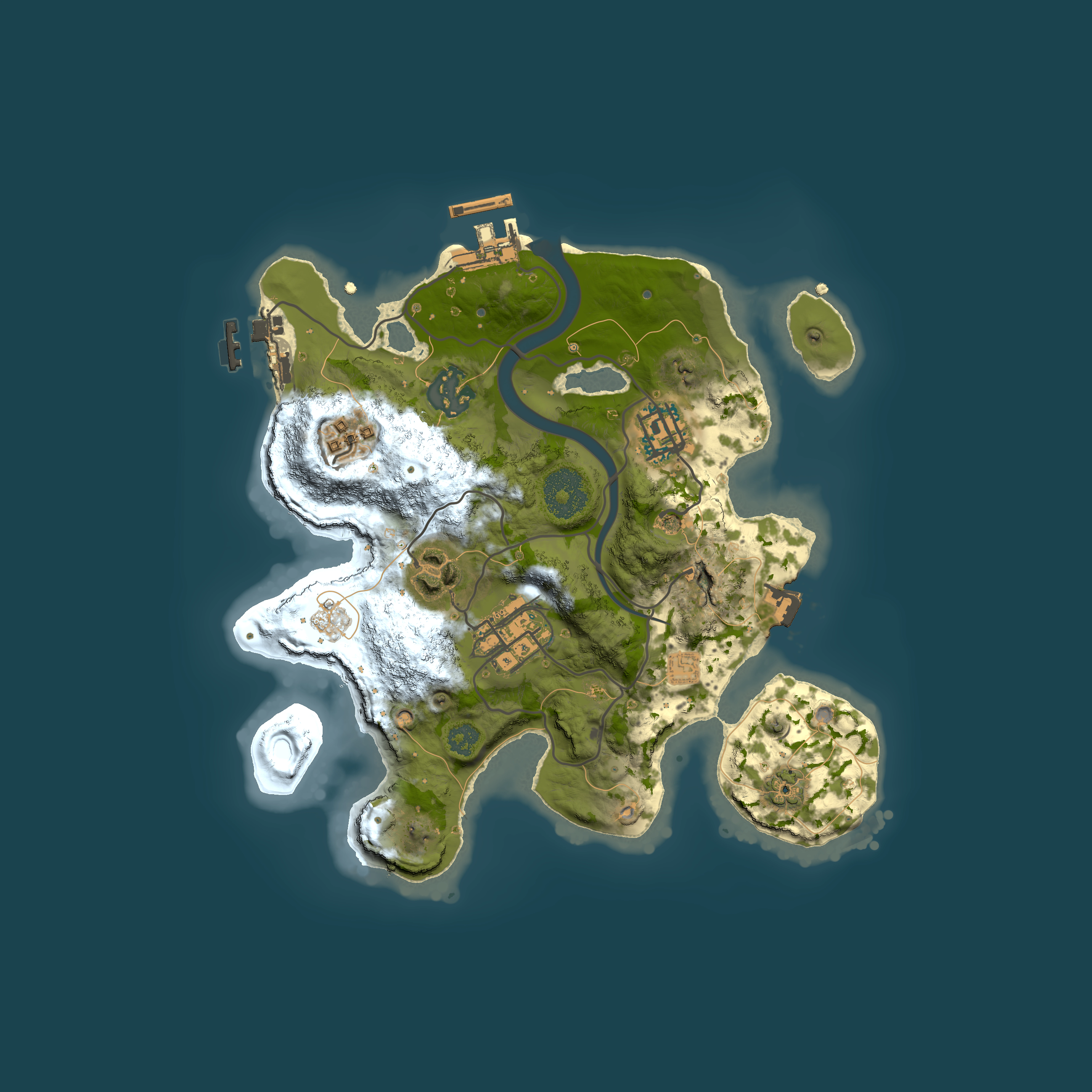 Full top-down render of Rust map seed 835680961, 2500x2500m