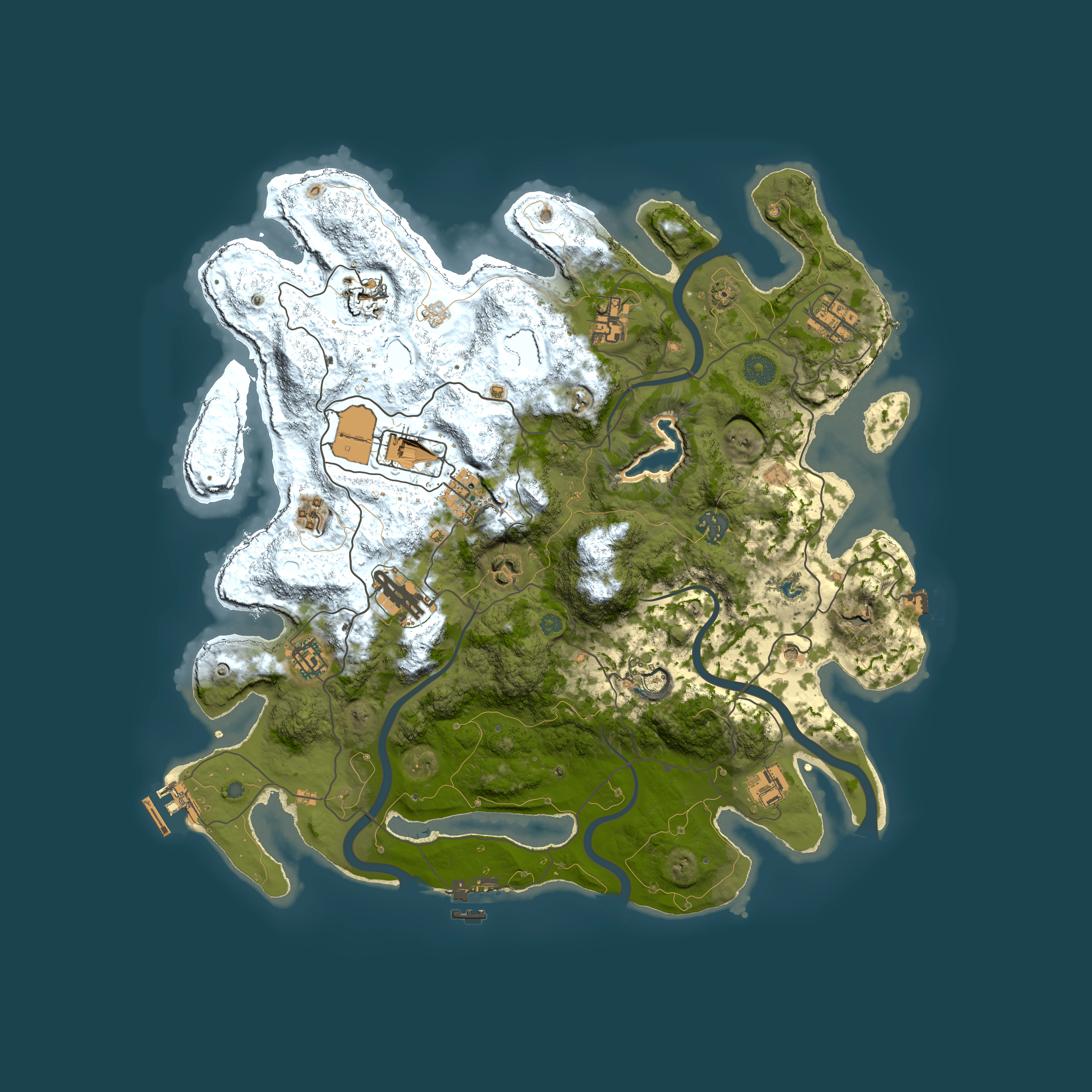 Full top-down render of Rust map seed 649524717, 4000x4000m
