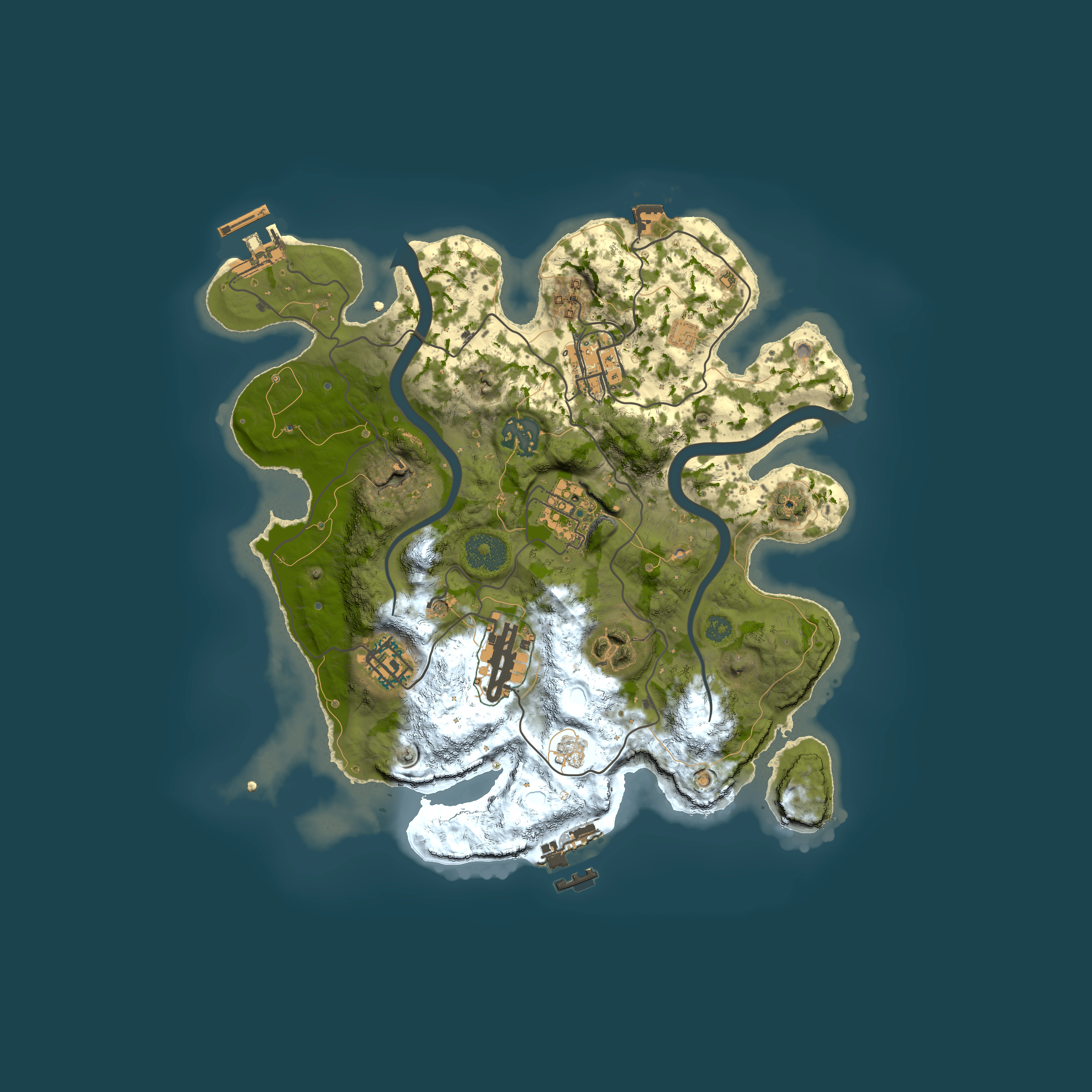 Full top-down render of Rust map seed 1810332473, 3000x3000m