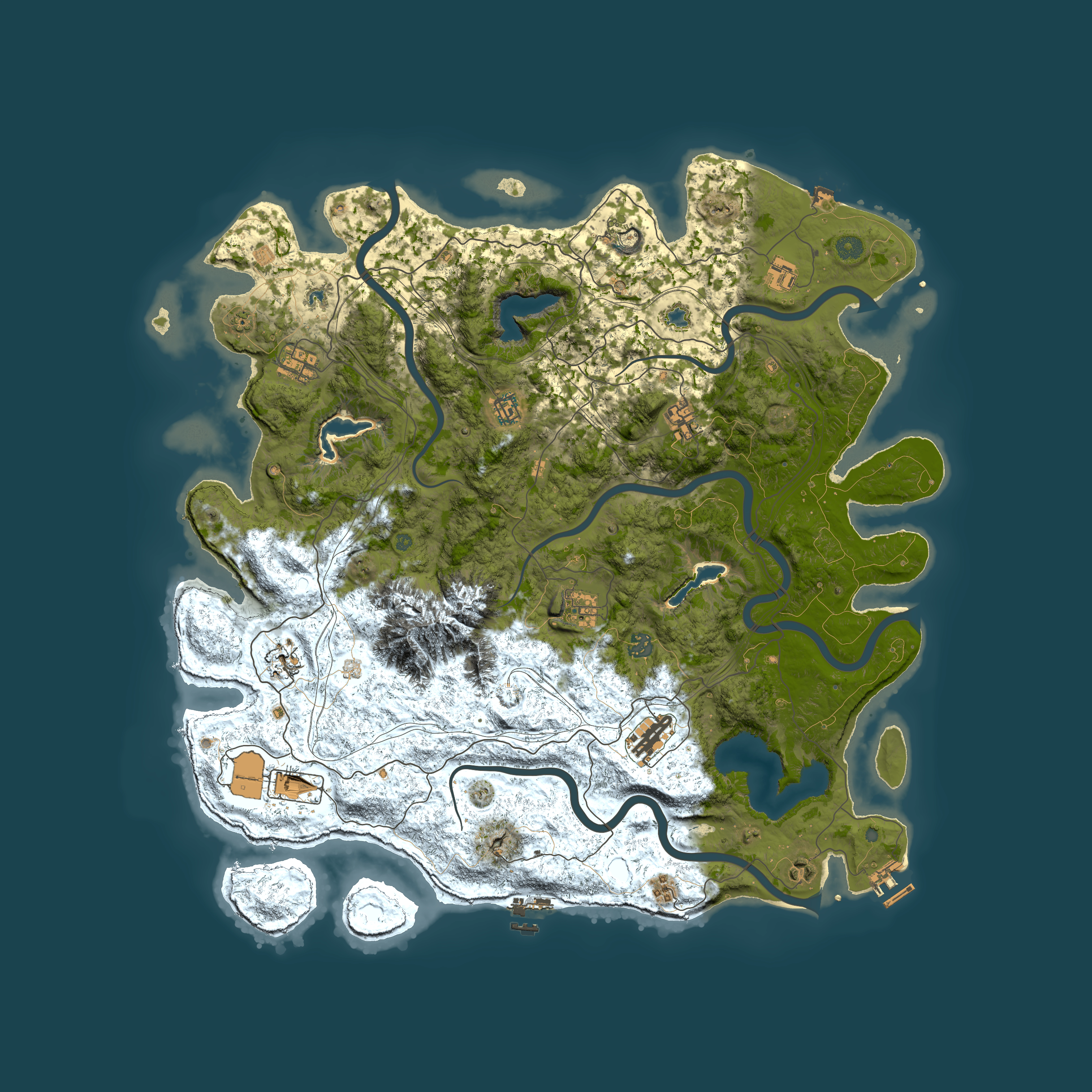 Full top-down render of Rust map seed 1585333303, 5000x5000m
