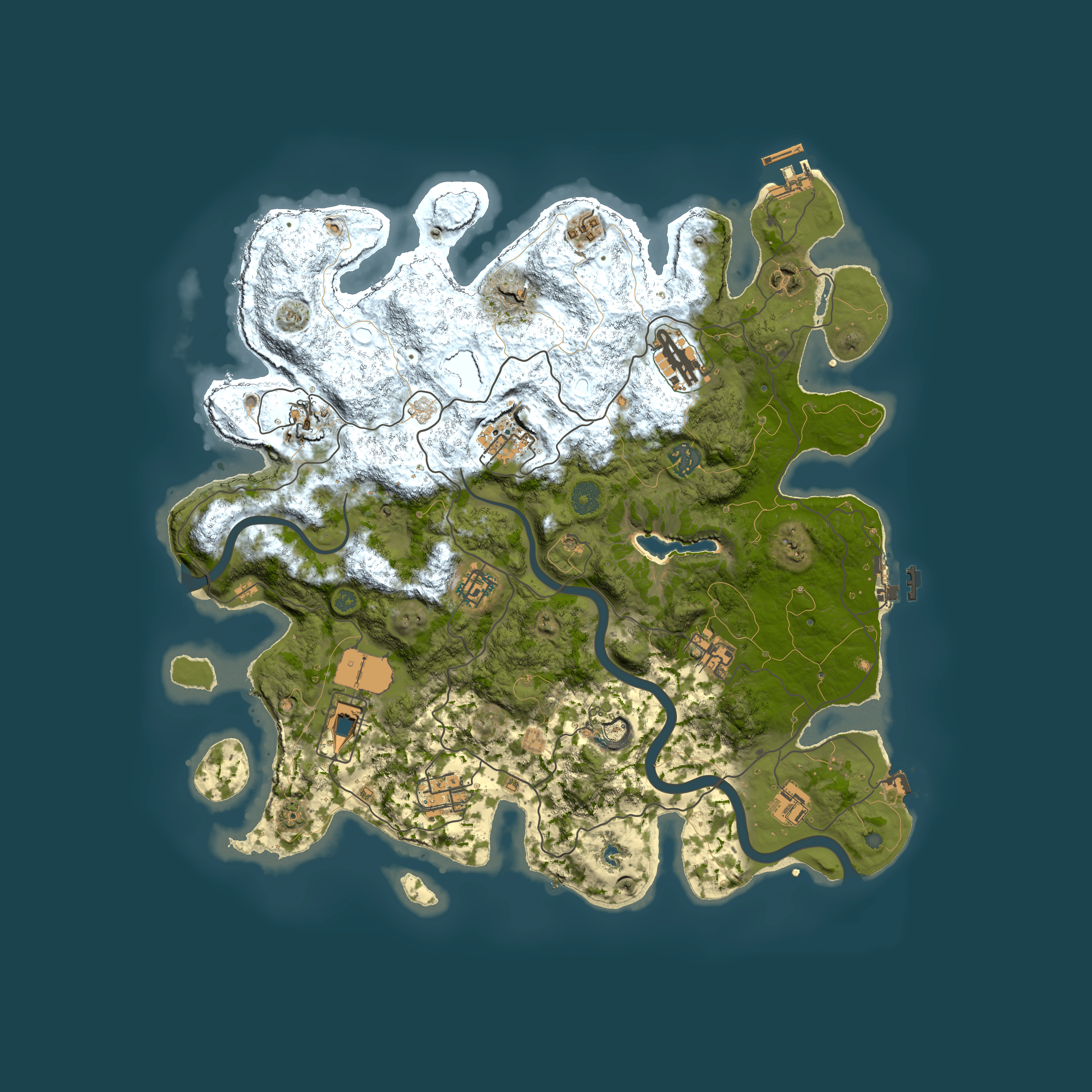 Full top-down render of Rust map seed 365611274, 4000x4000m