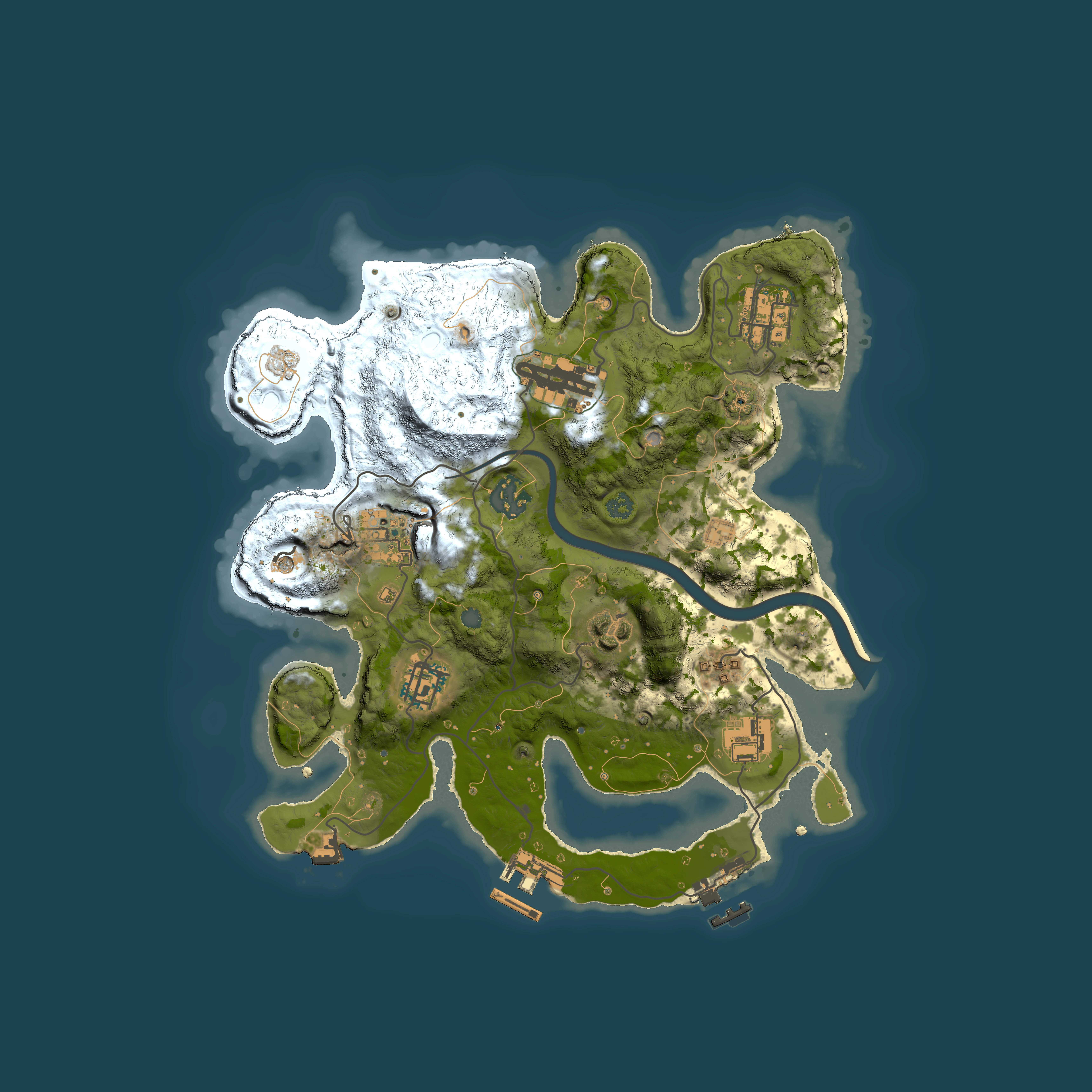 Full top-down render of Rust map seed 2142315882, 3000x3000m