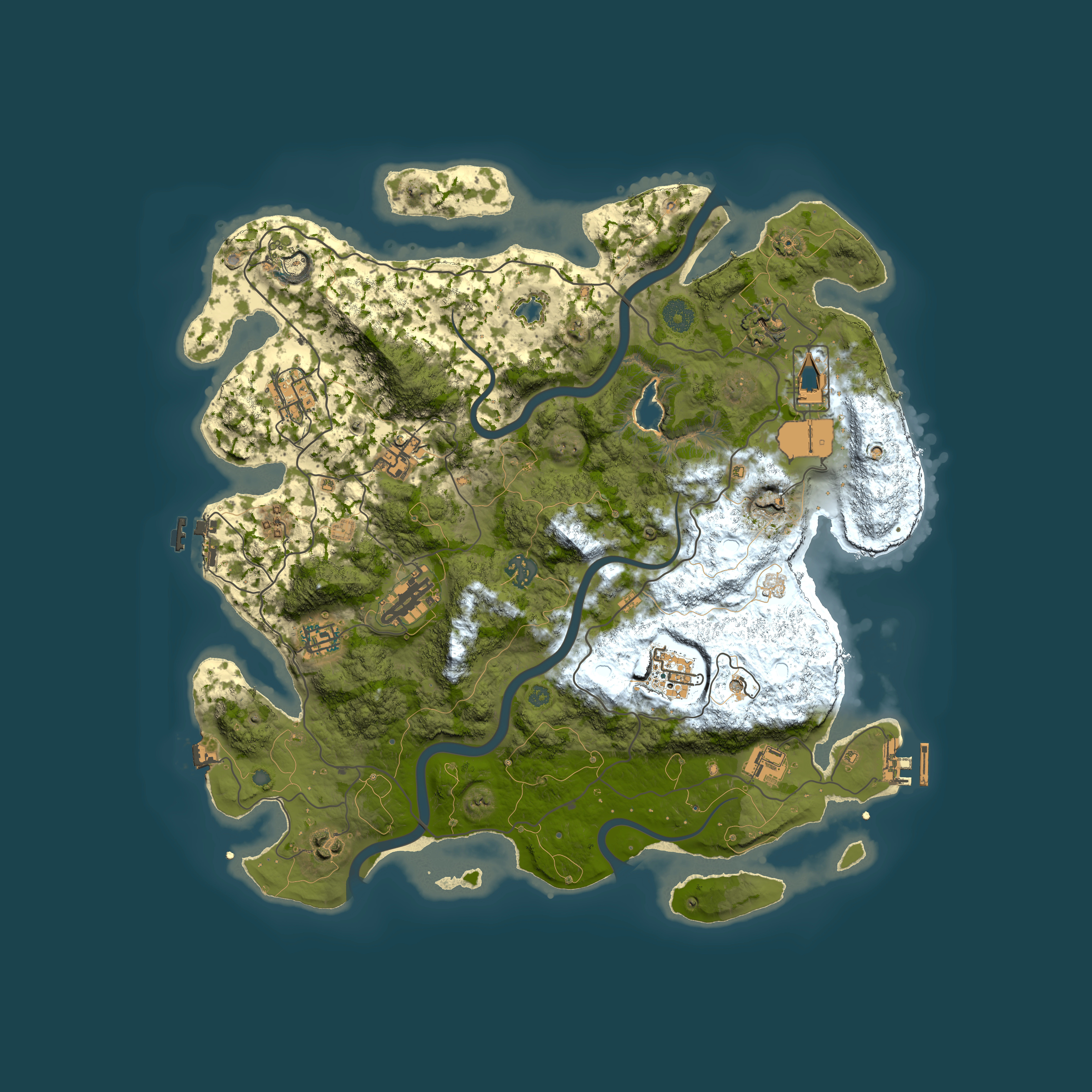 Full top-down render of Rust map seed 1097081201, 4000x4000m