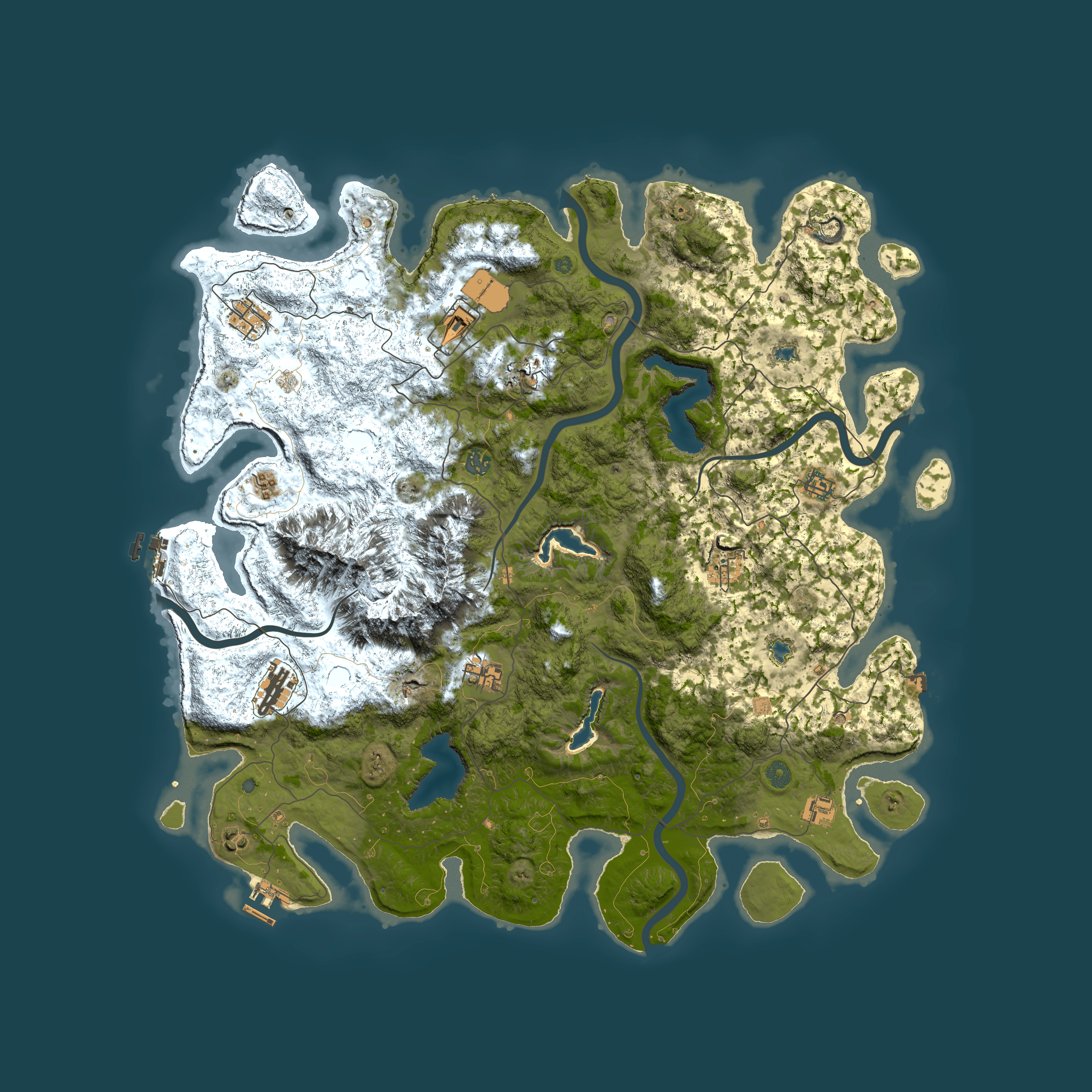 Full top-down render of Rust map seed 1433085419, 5000x5000m
