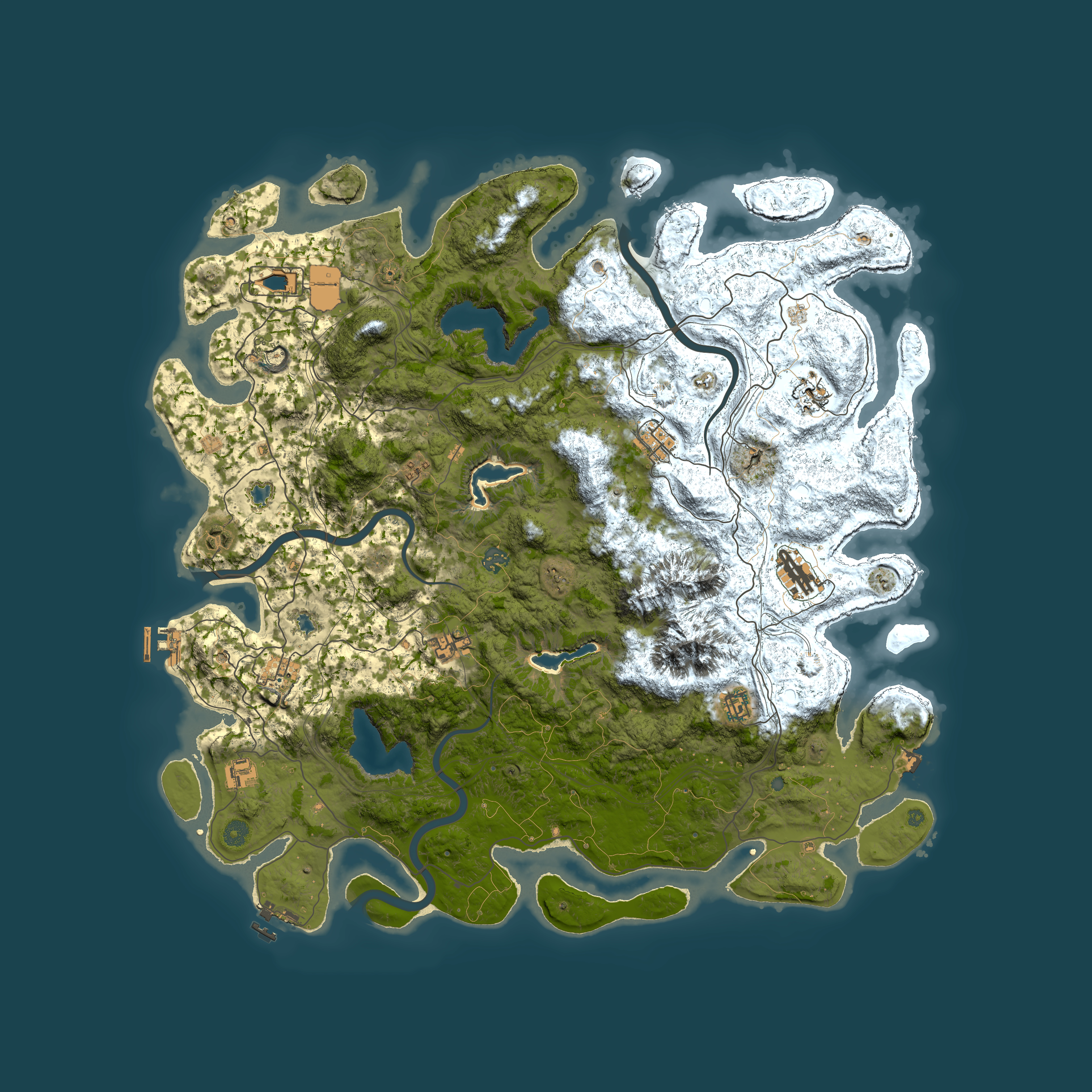 Full top-down render of Rust map seed 583572727, 5000x5000m