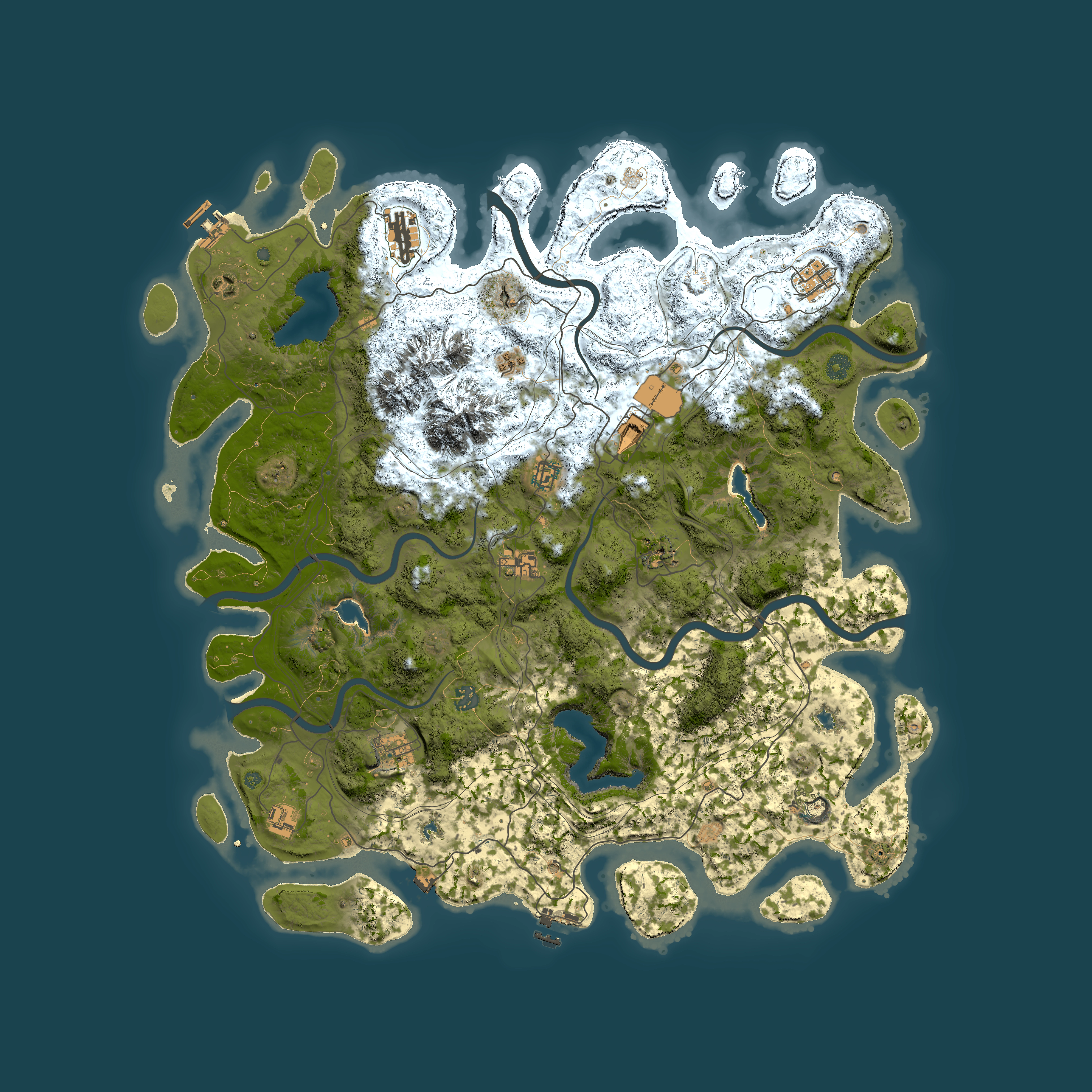Full top-down render of Rust map seed 1338615629, 5000x5000m