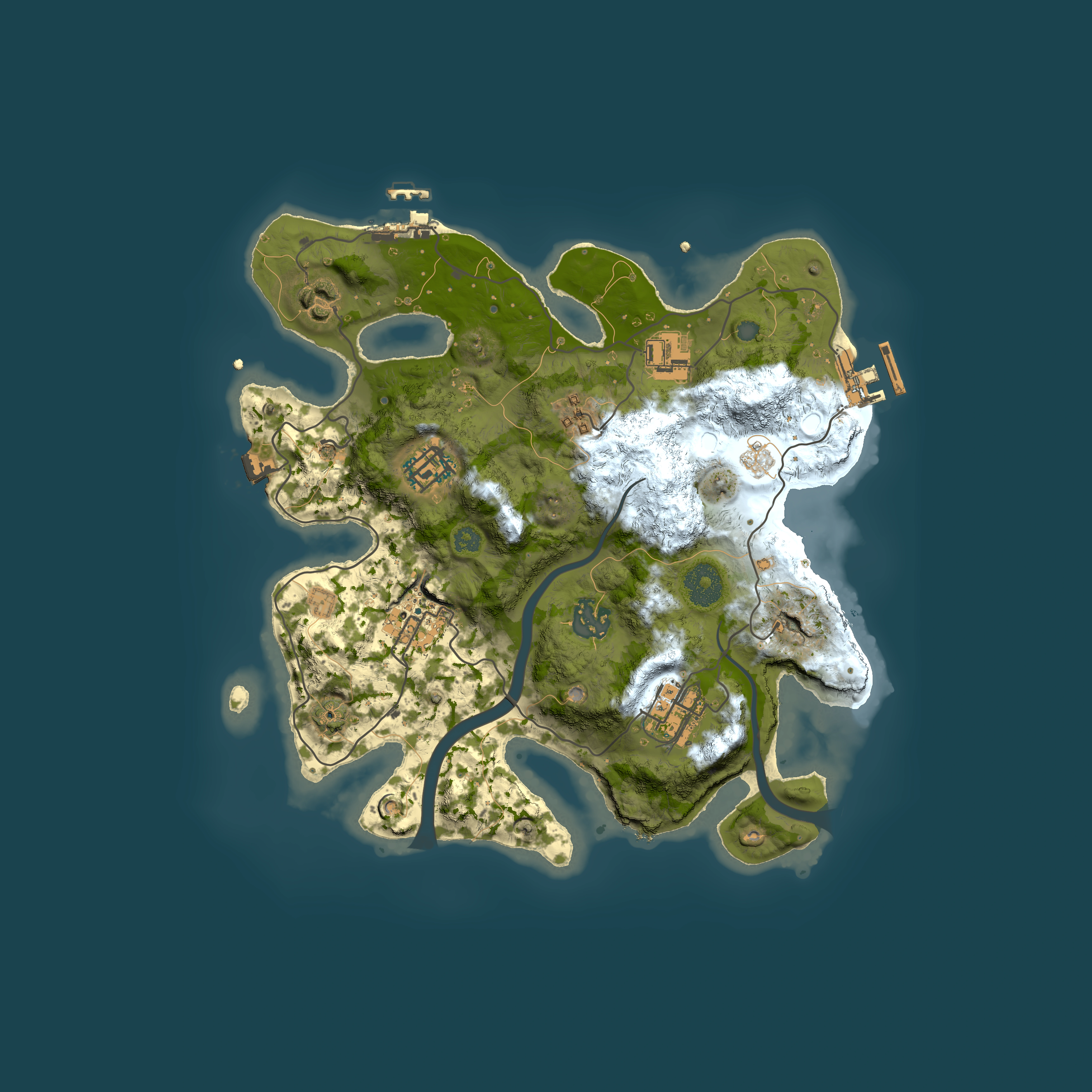 Full top-down render of Rust map seed 1492886750, 3000x3000m