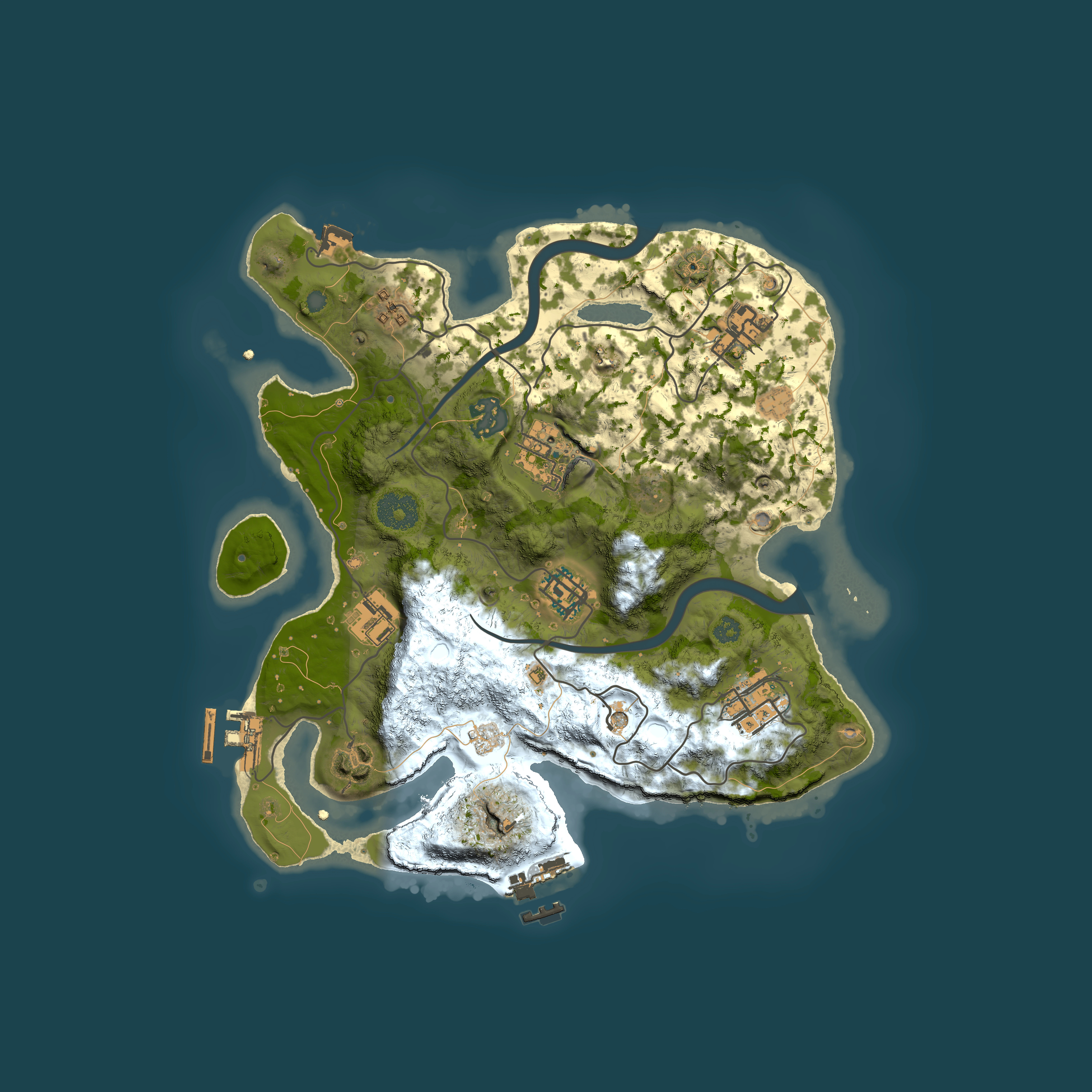 Full top-down render of Rust map seed 1474933249, 3000x3000m