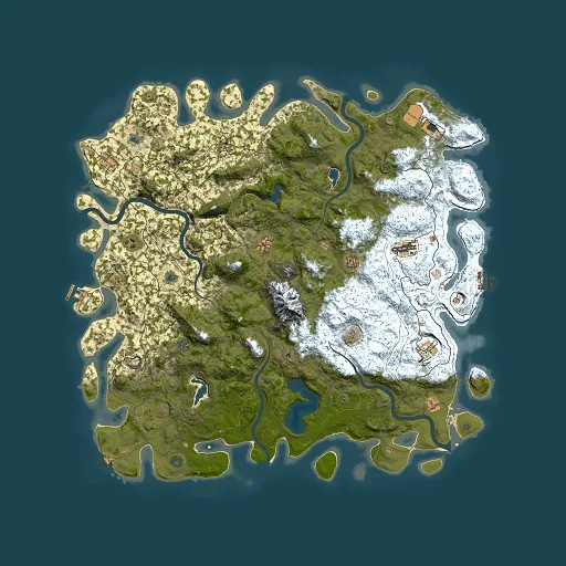 Rust map seed 8428821, 5500x5500m top-down preview