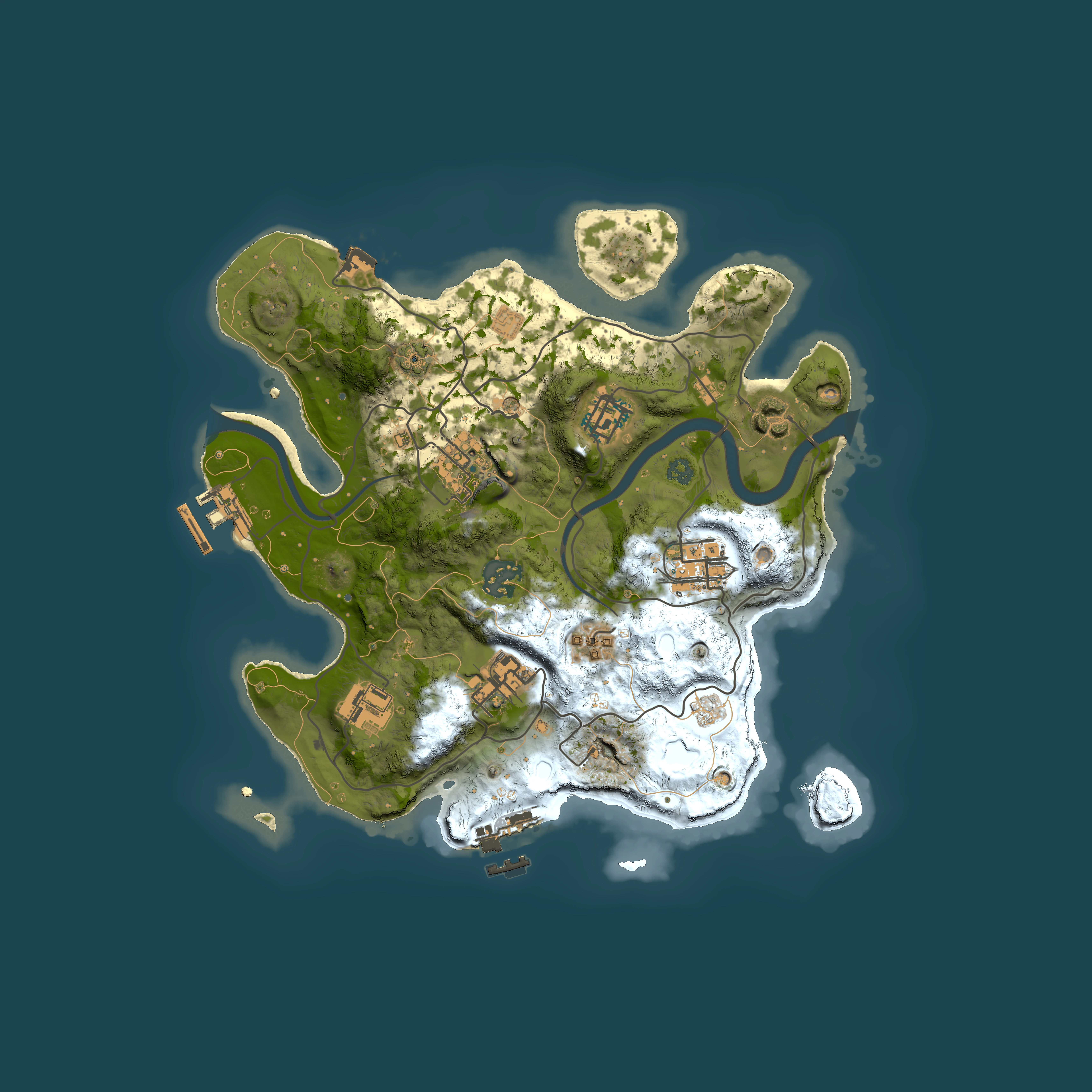Full top-down render of Rust map seed 184514626, 3000x3000m