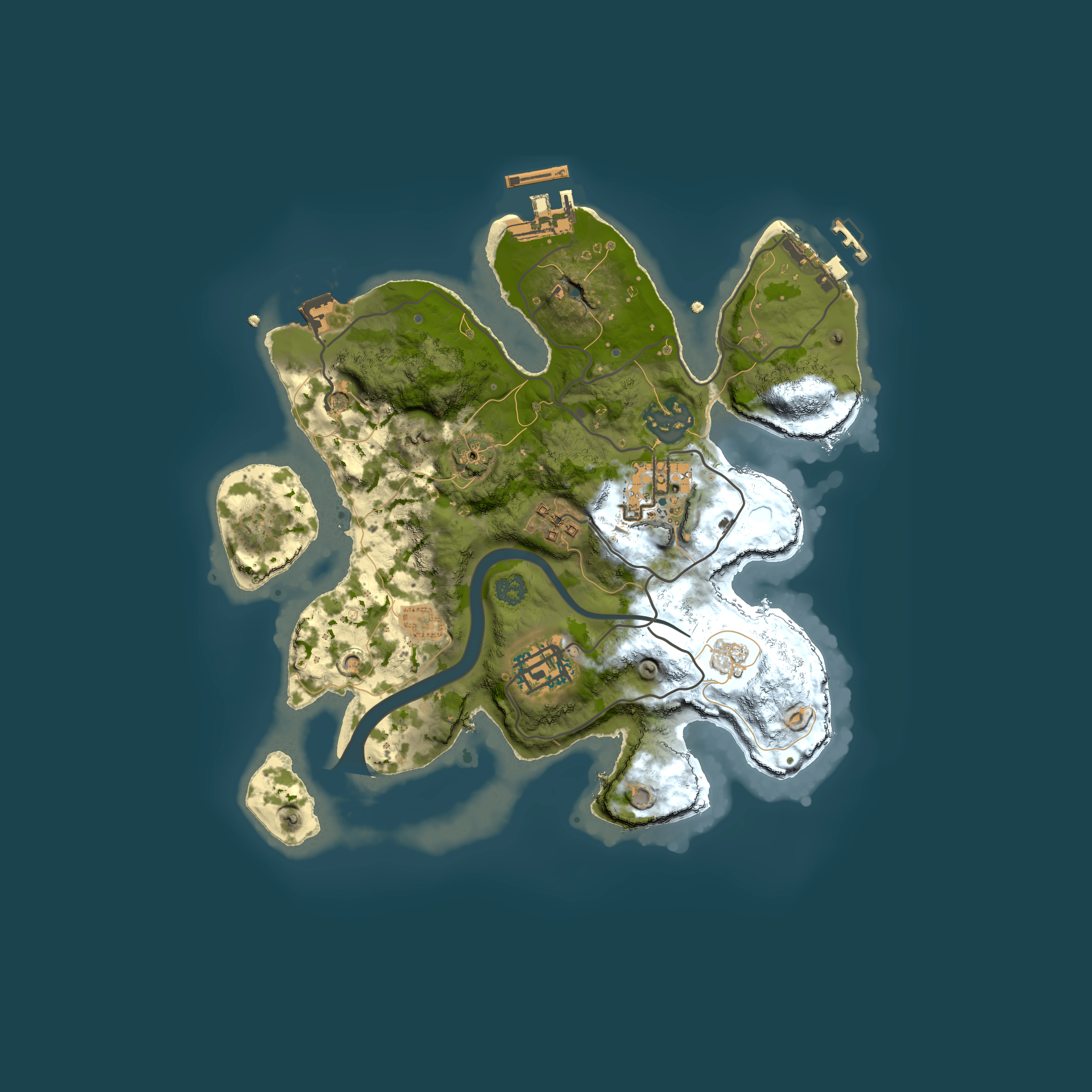 Full top-down render of Rust map seed 870783881, 2500x2500m