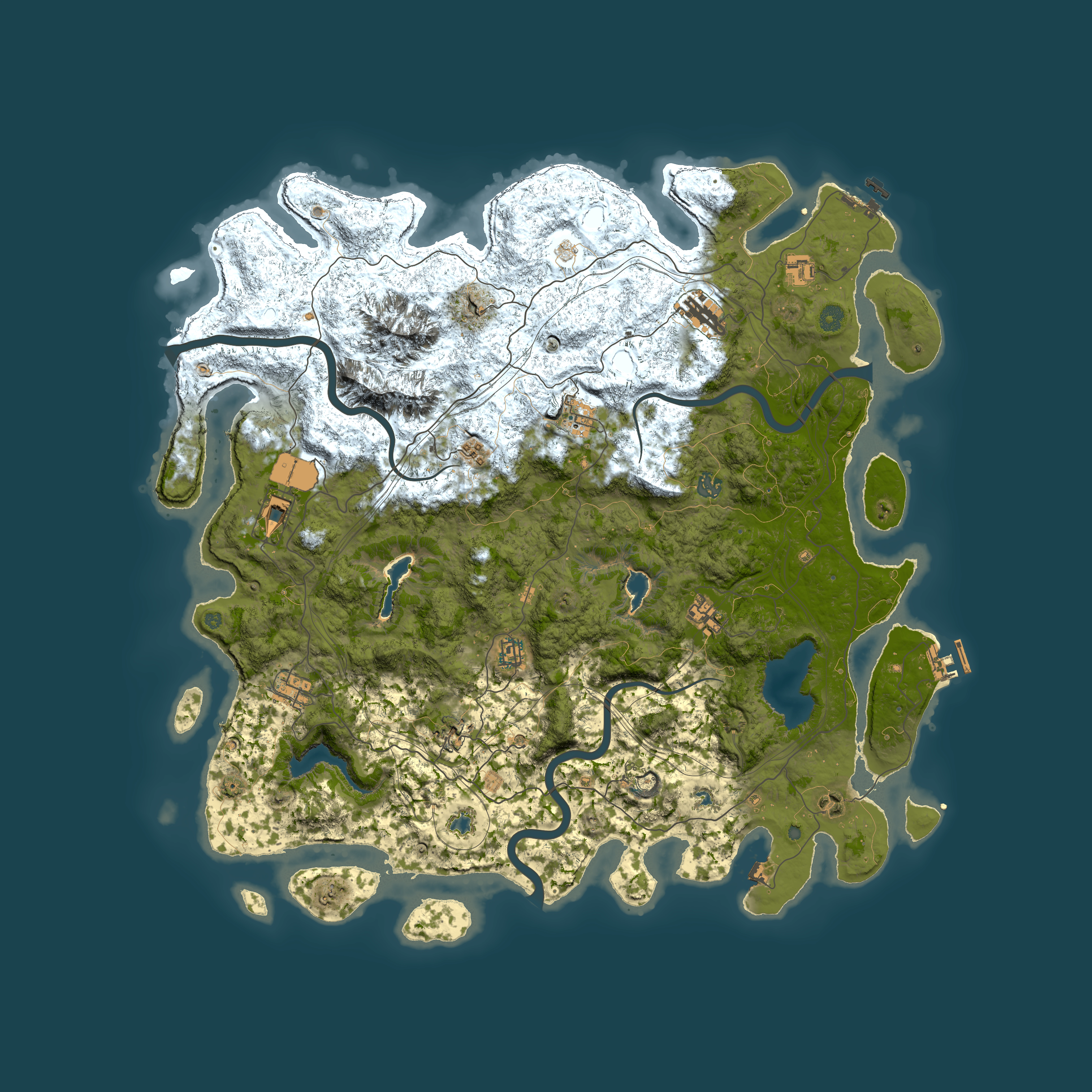 Full top-down render of Rust map seed 397614342, 5000x5000m