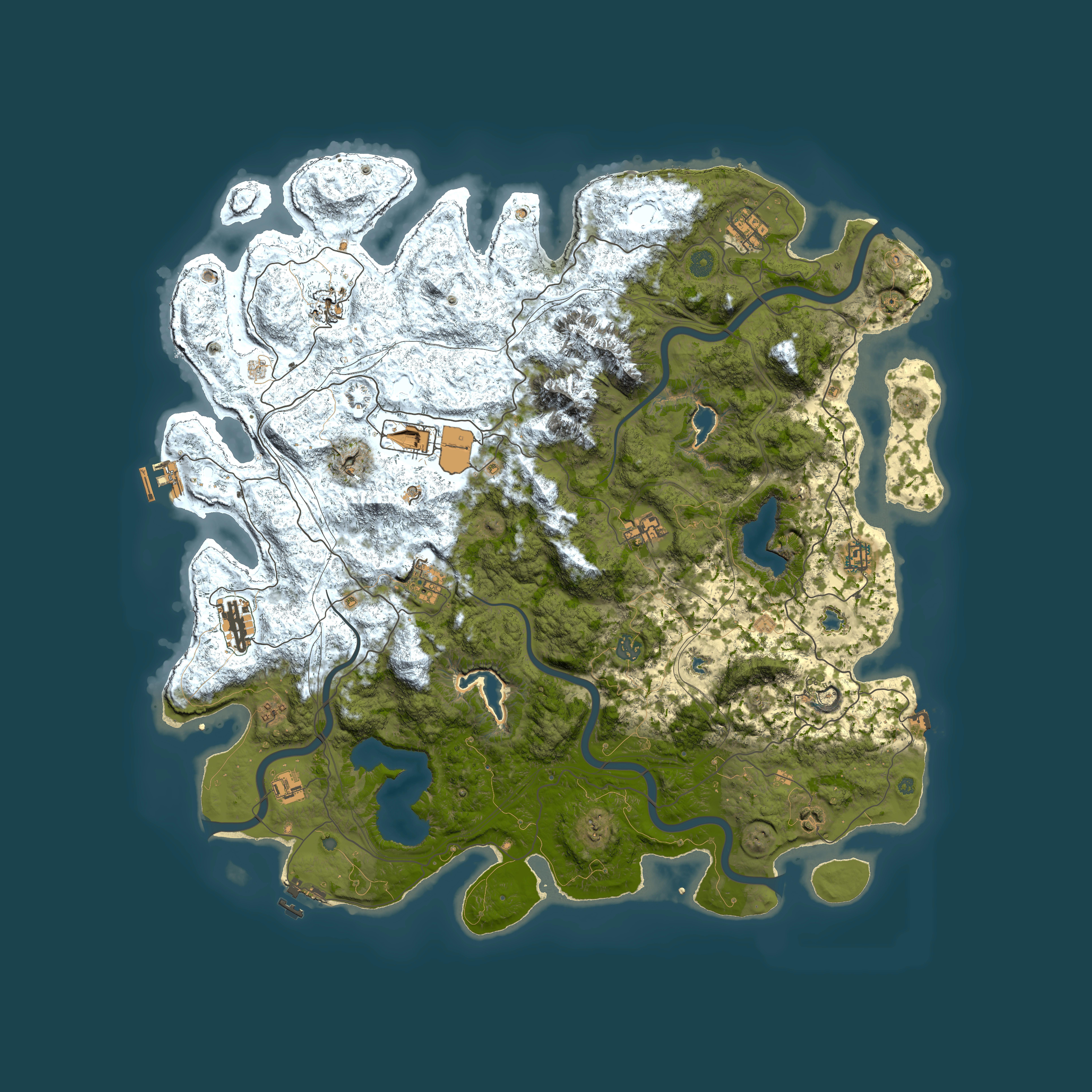 Full top-down render of Rust map seed 1513749755, 5000x5000m