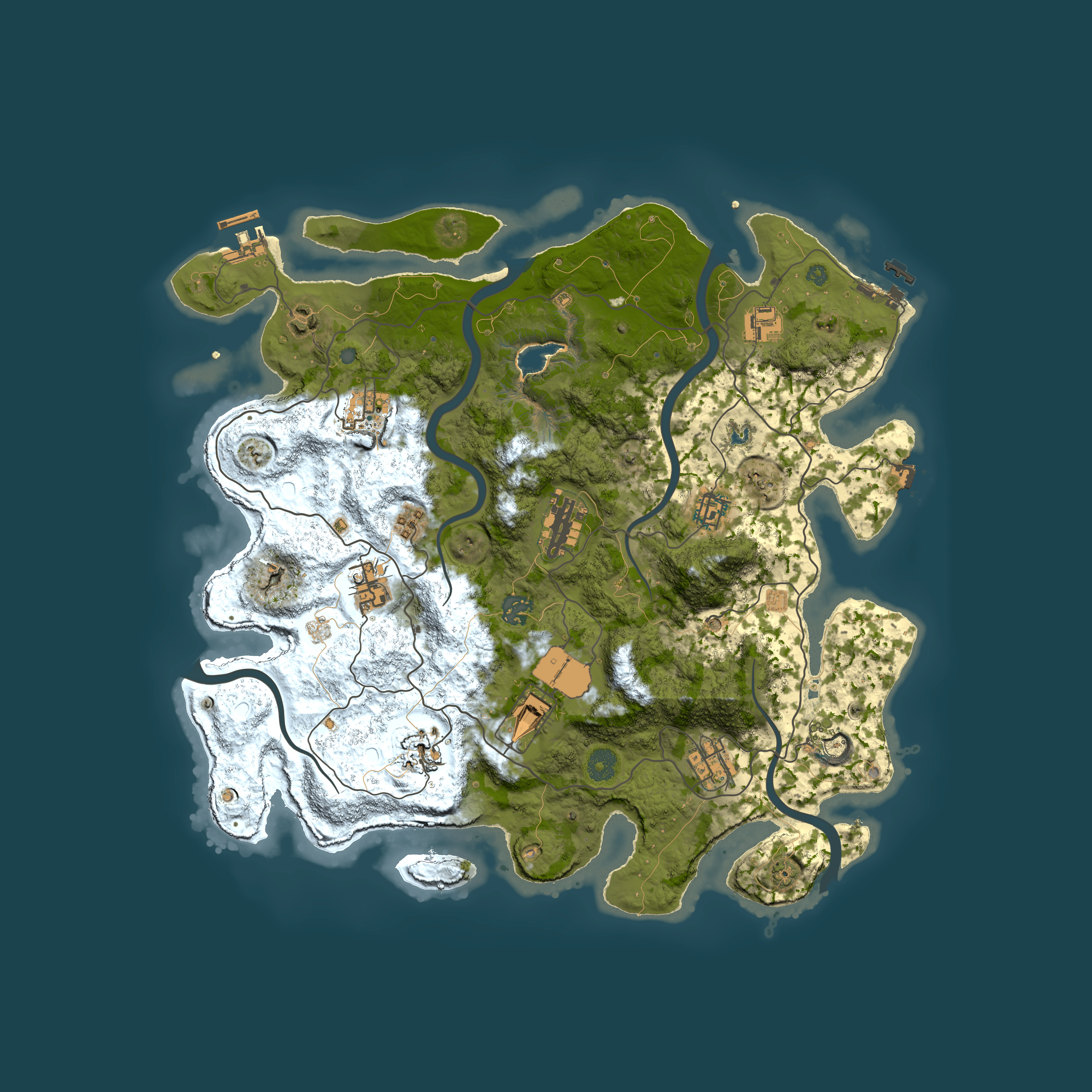 Full top-down render of Rust map seed 1087424125, 4000x4000m