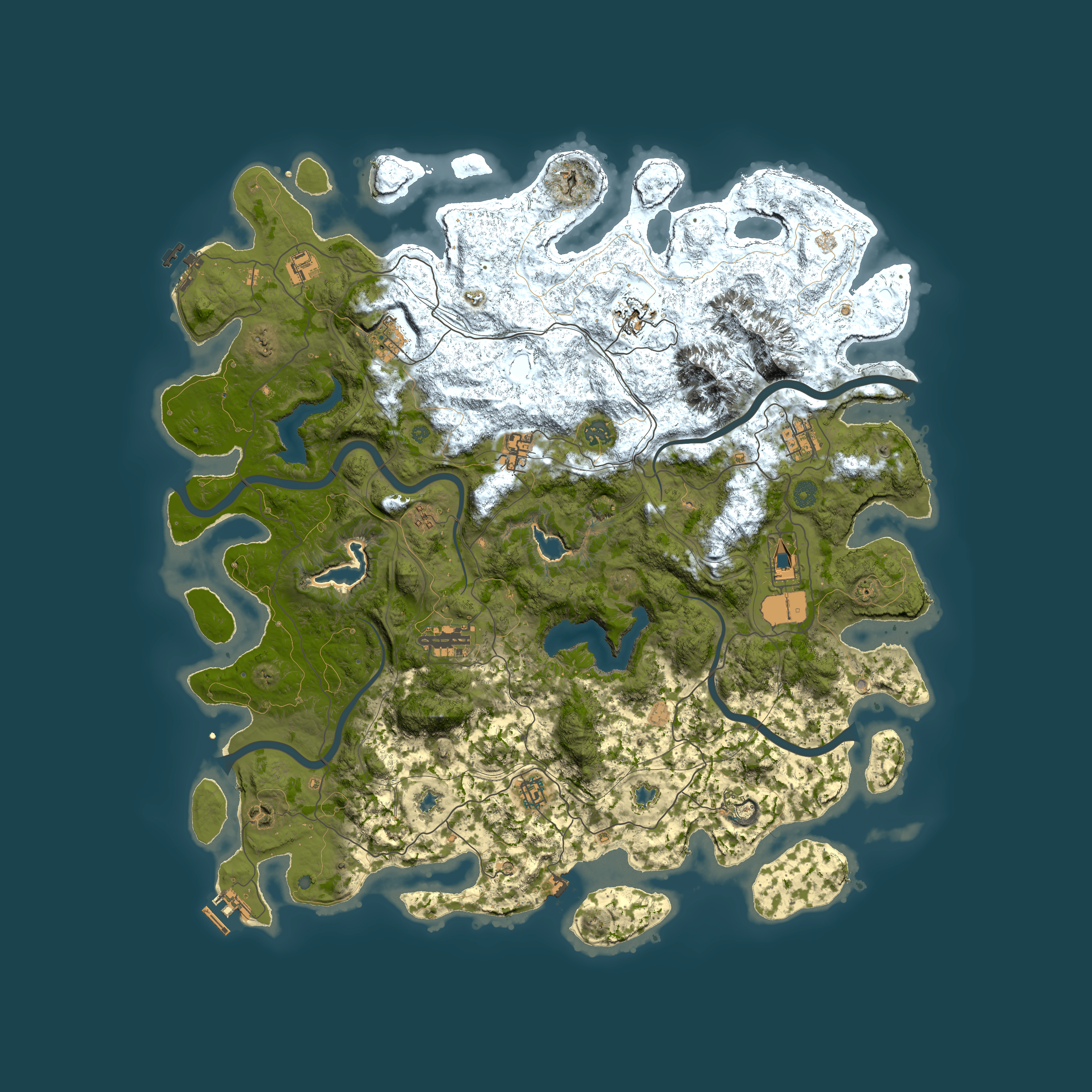Full top-down render of Rust map seed 1636605266, 5000x5000m