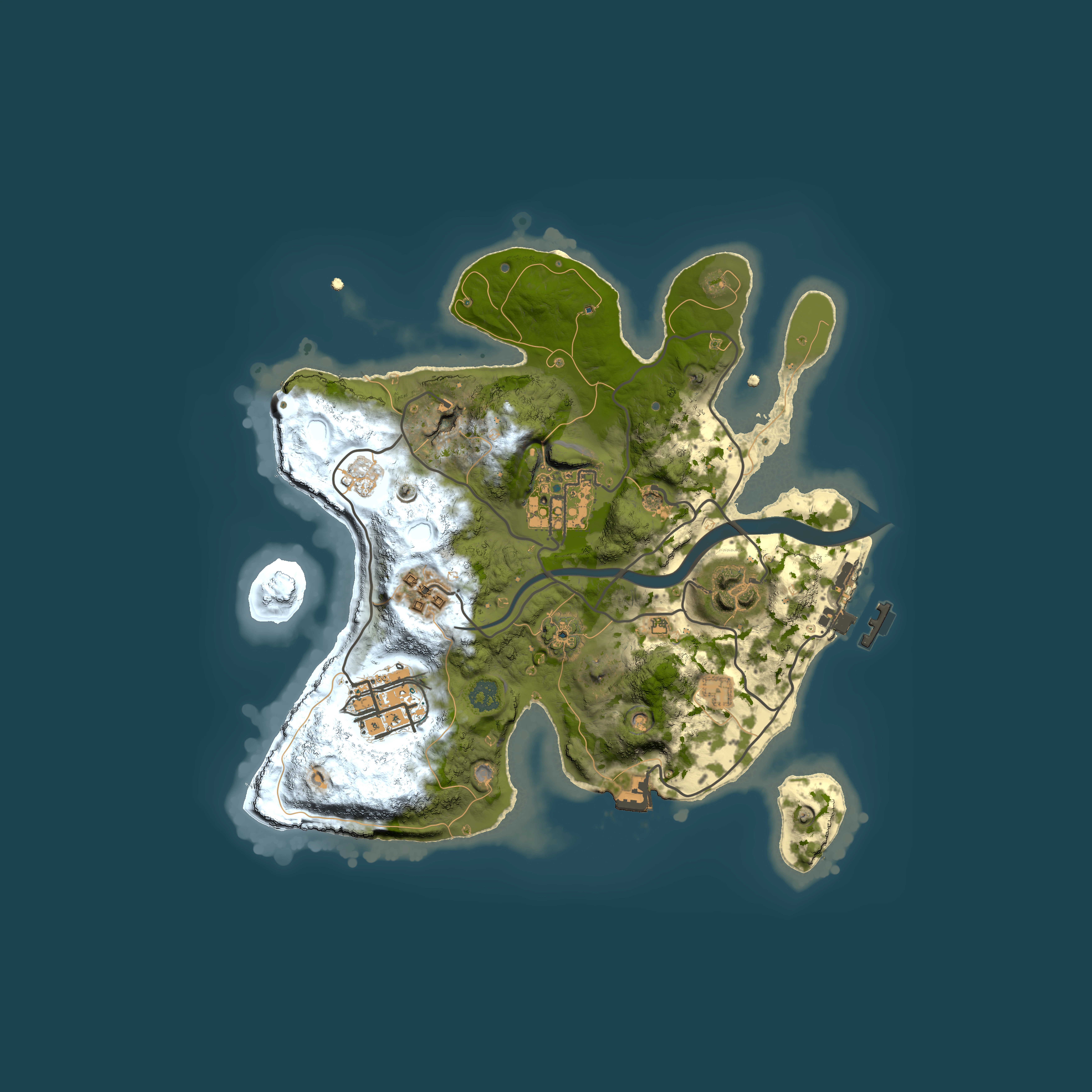 Full top-down render of Rust map seed 2132633625, 2500x2500m