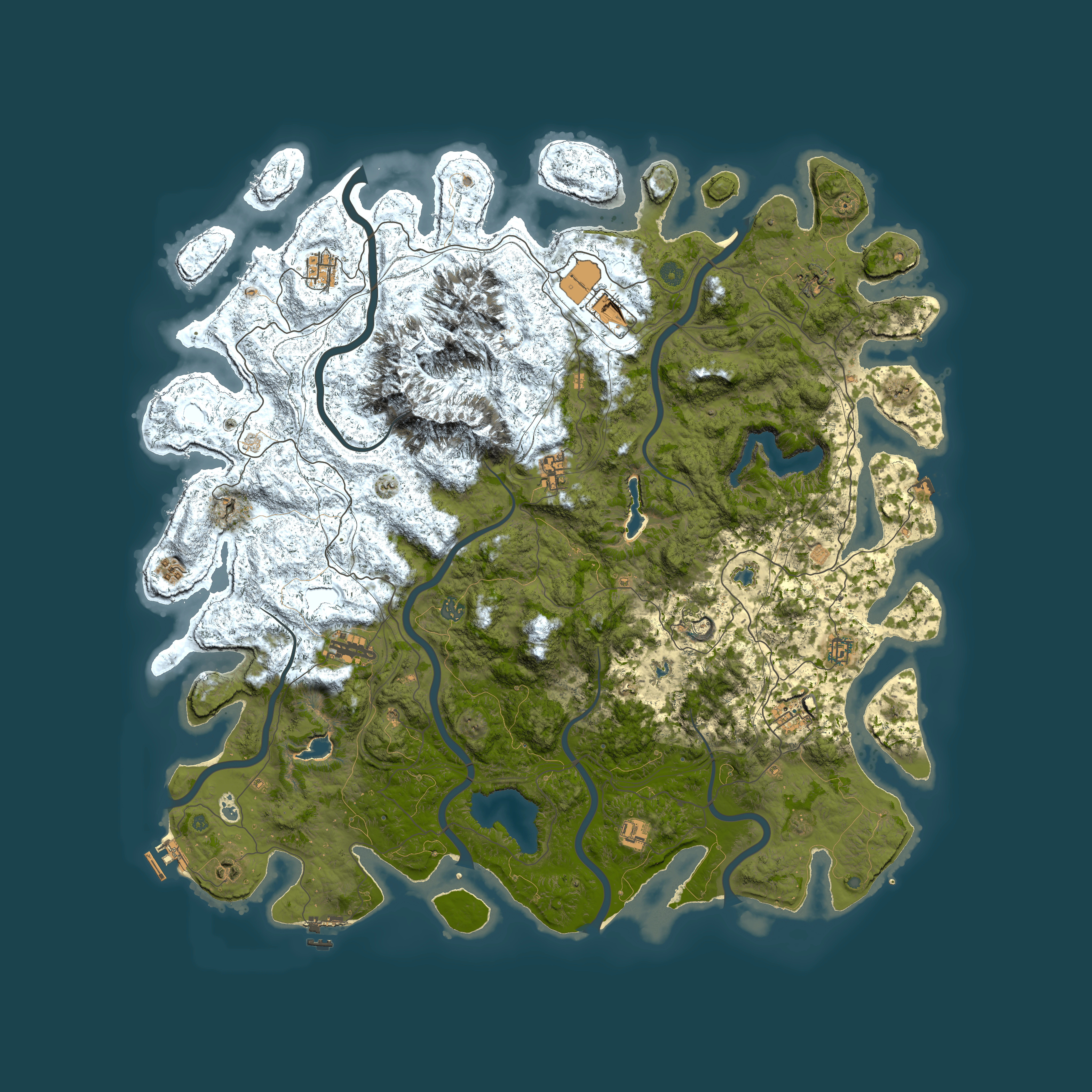 Full top-down render of Rust map seed 165068077, 5500x5500m