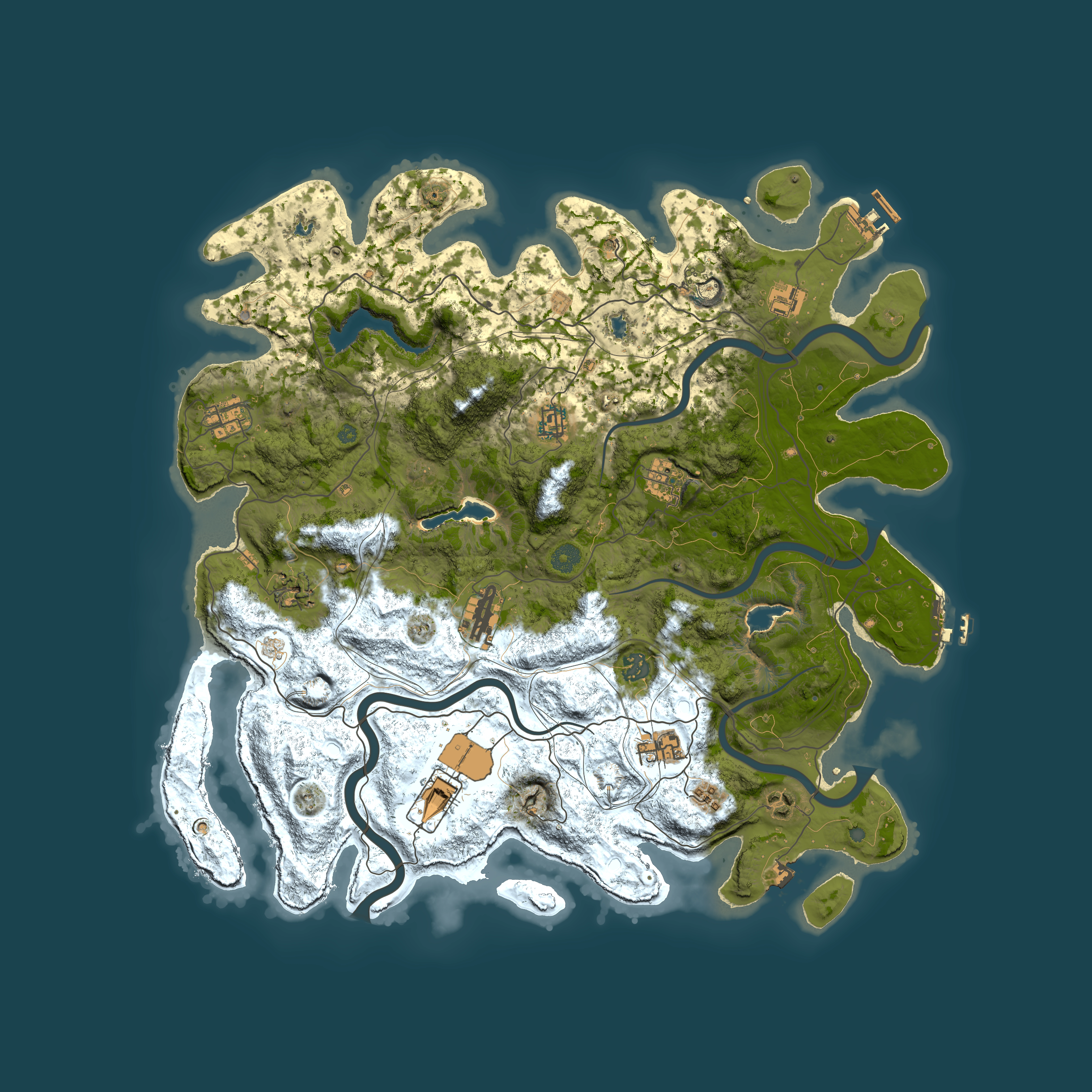 Full top-down render of Rust map seed 2085214501, 4500x4500m