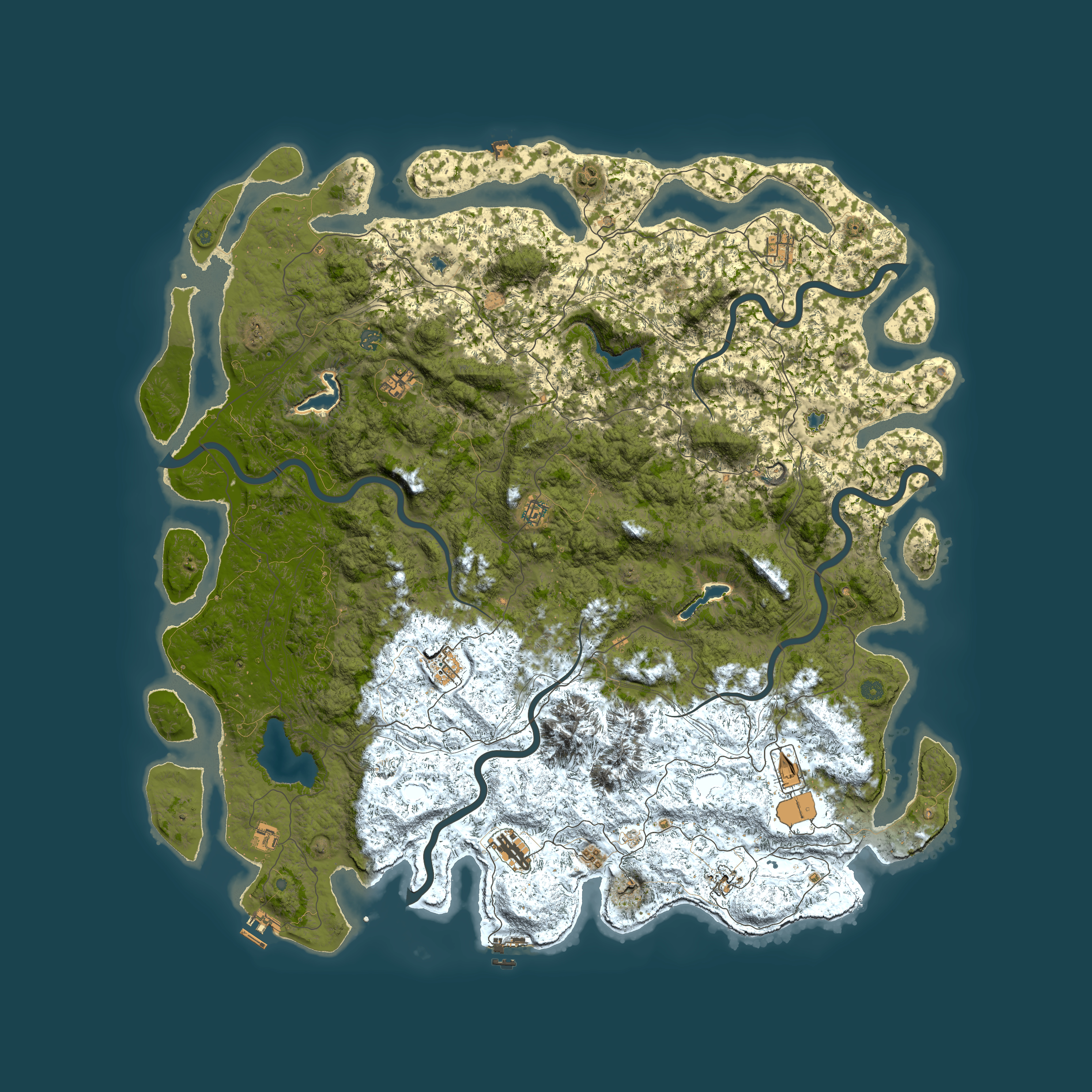 Full top-down render of Rust map seed 848051877, 6000x6000m