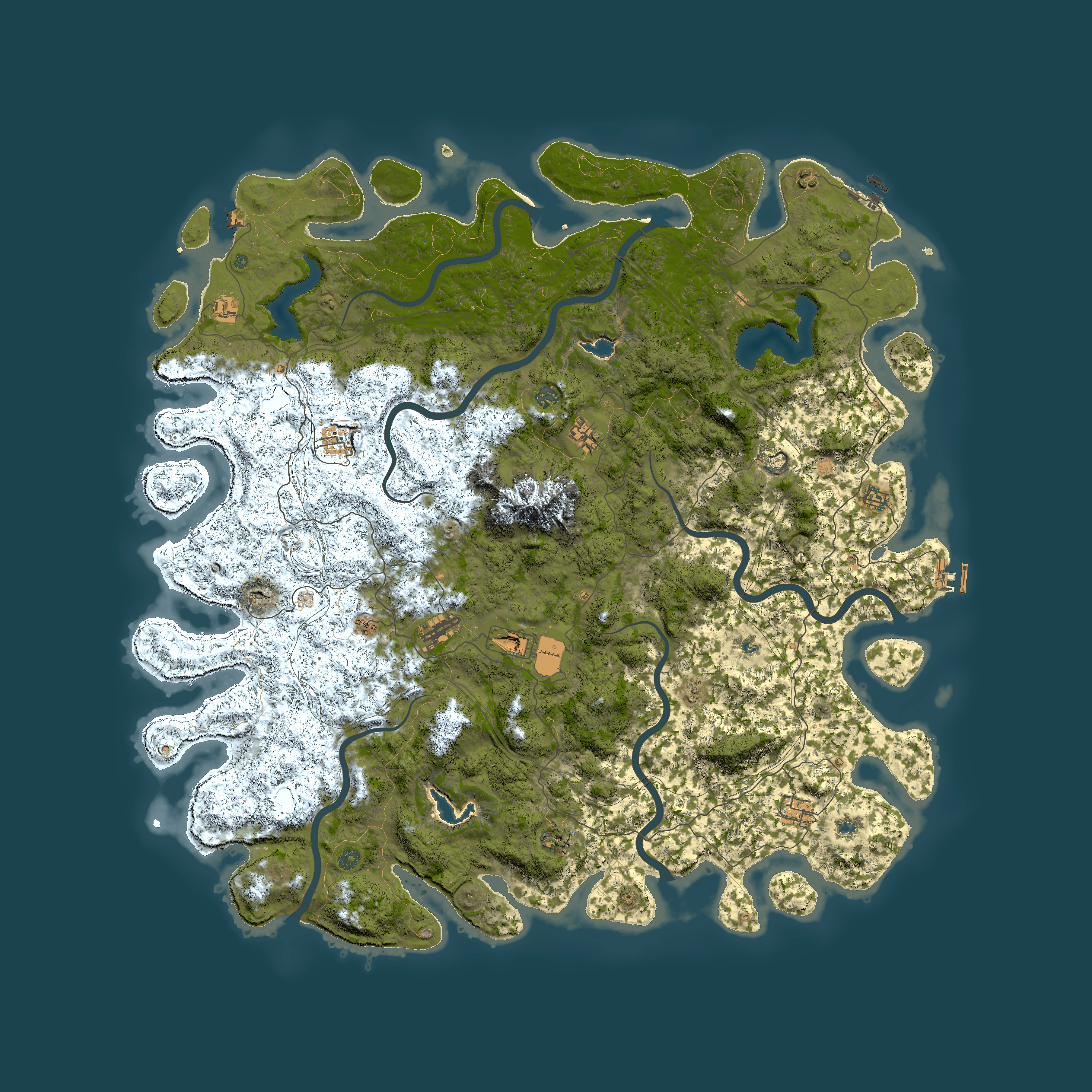 Full top-down render of Rust map seed 99995148, 6000x6000m