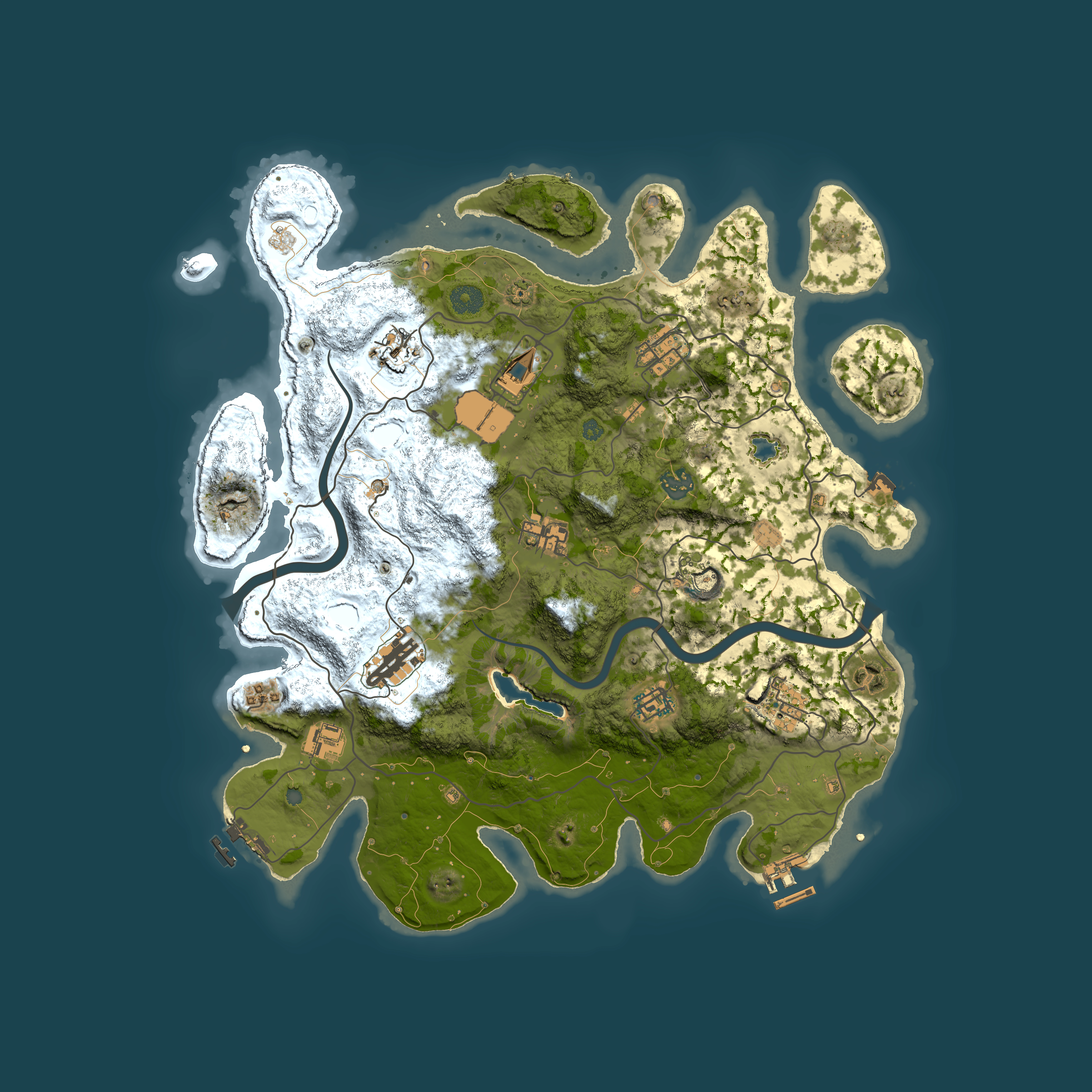 Full top-down render of Rust map seed 626366240, 4000x4000m