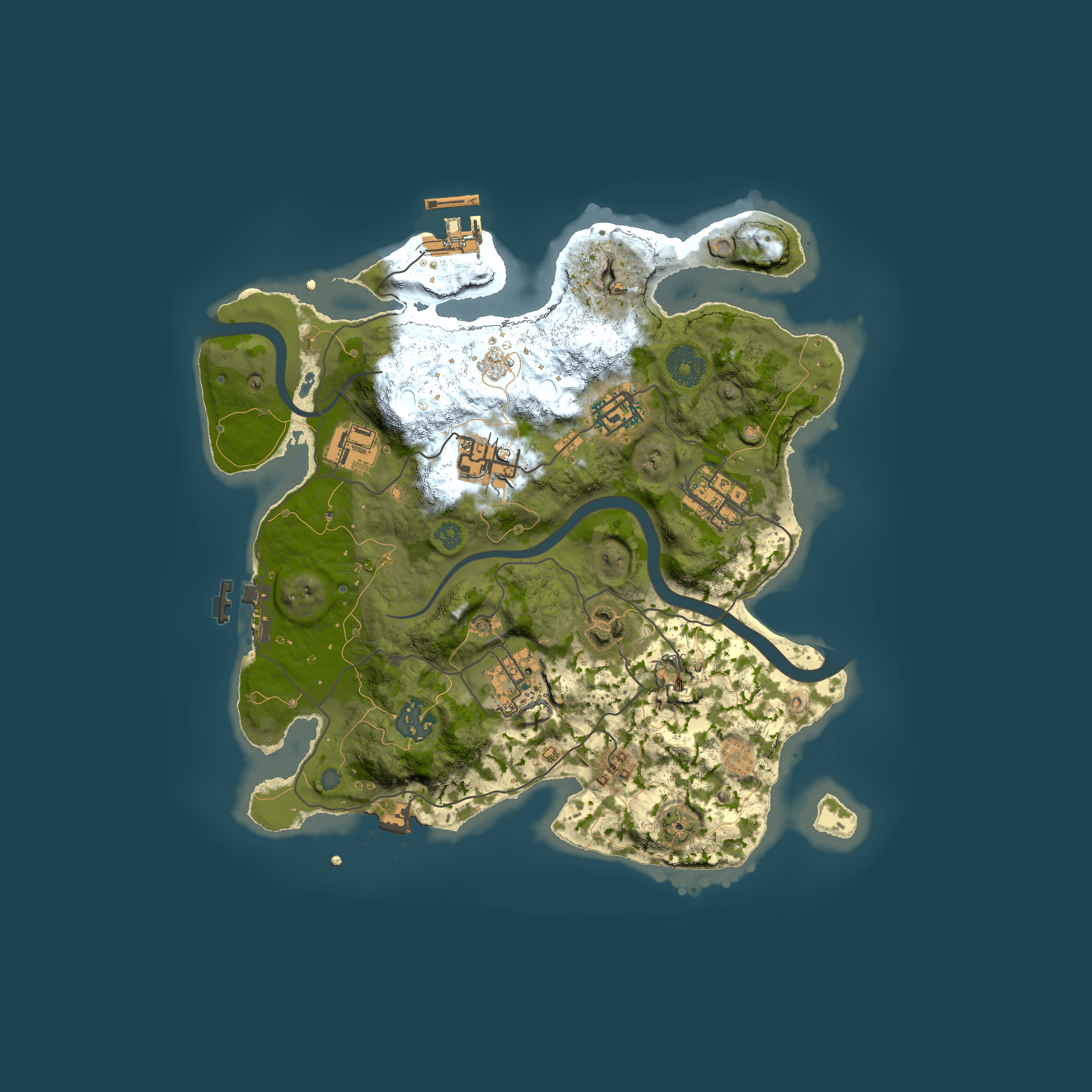 Full top-down render of Rust map seed 411295906, 3000x3000m