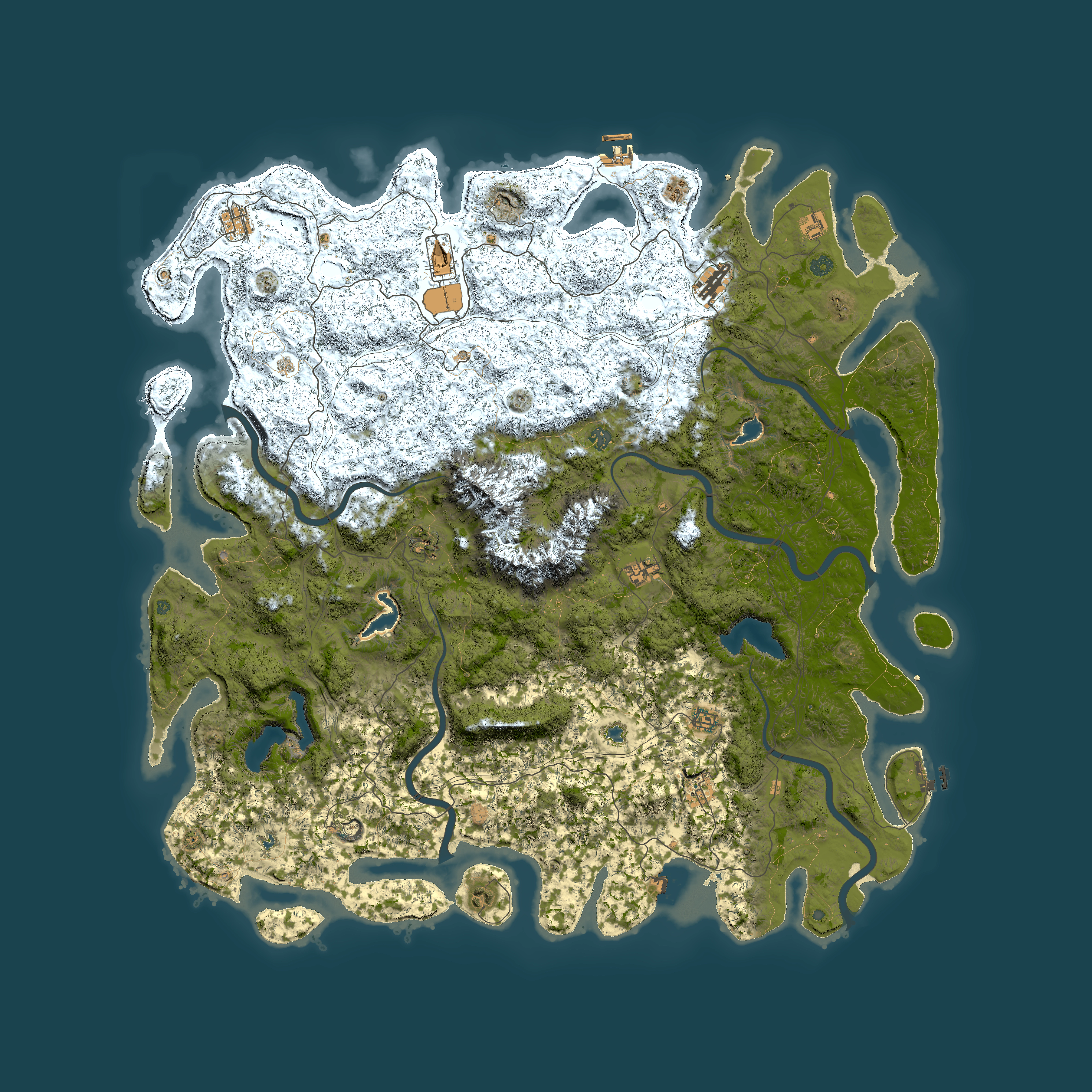 Full top-down render of Rust map seed 1722821462, 6000x6000m