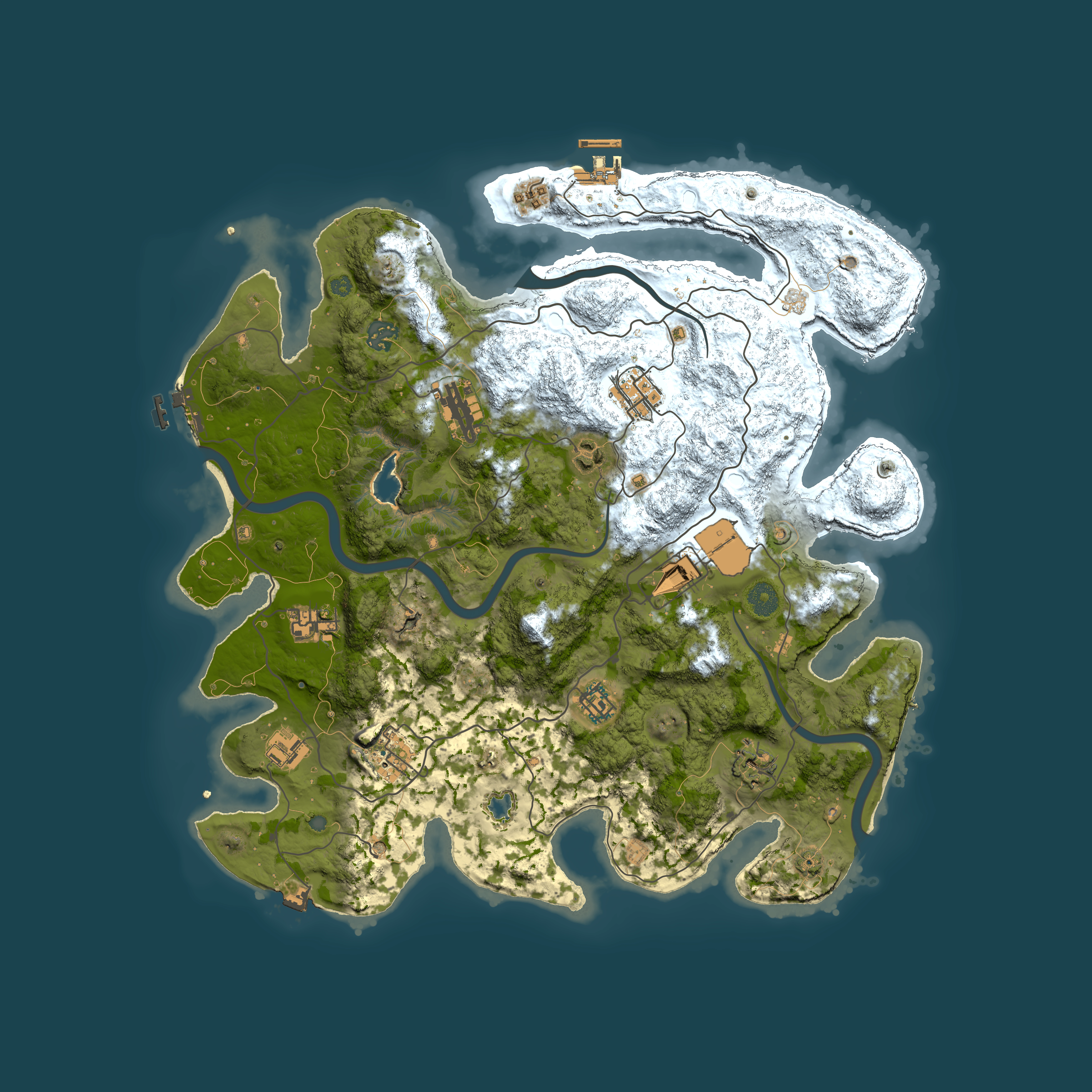Full top-down render of Rust map seed 1134163179, 4000x4000m