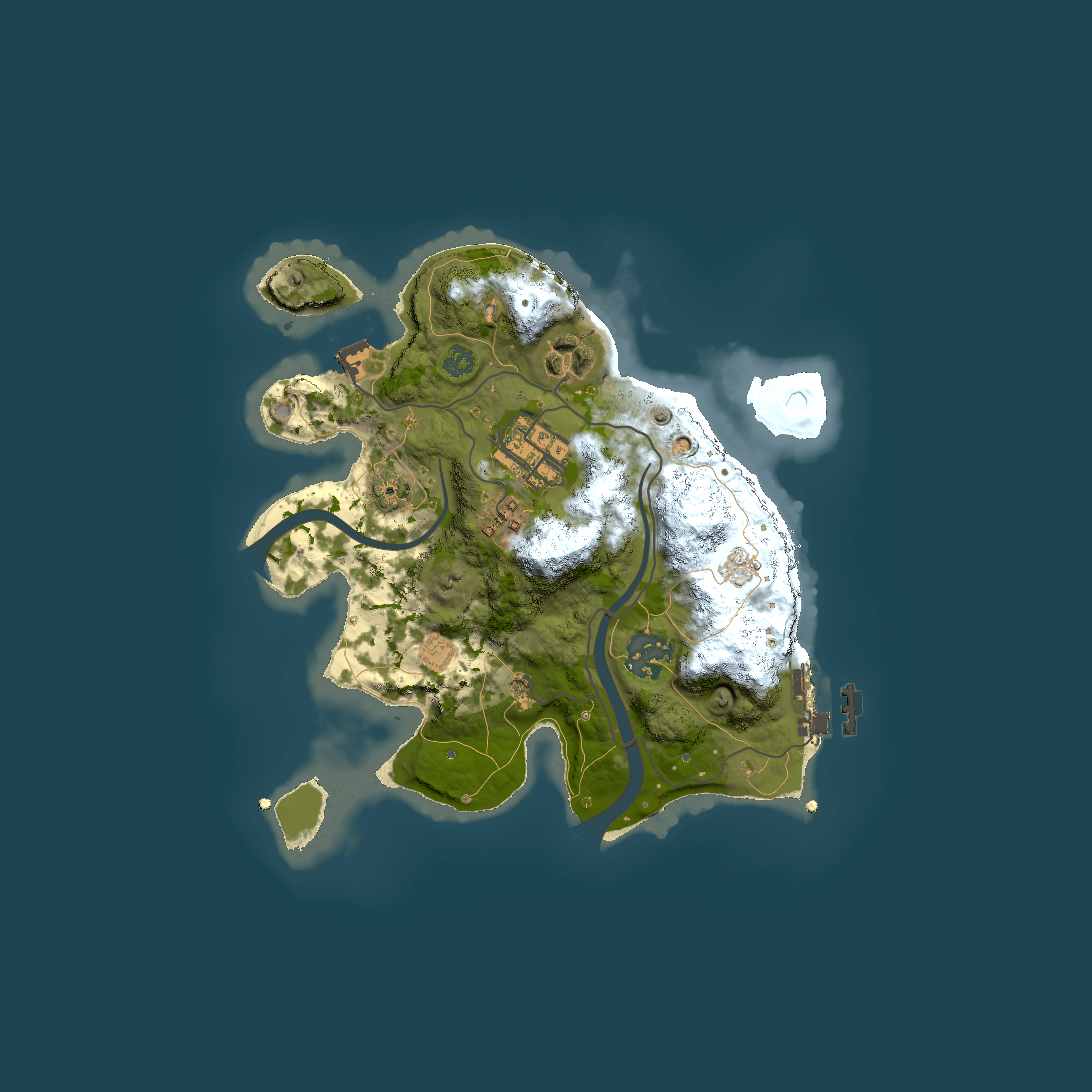 Full top-down render of Rust map seed 888230438, 2500x2500m