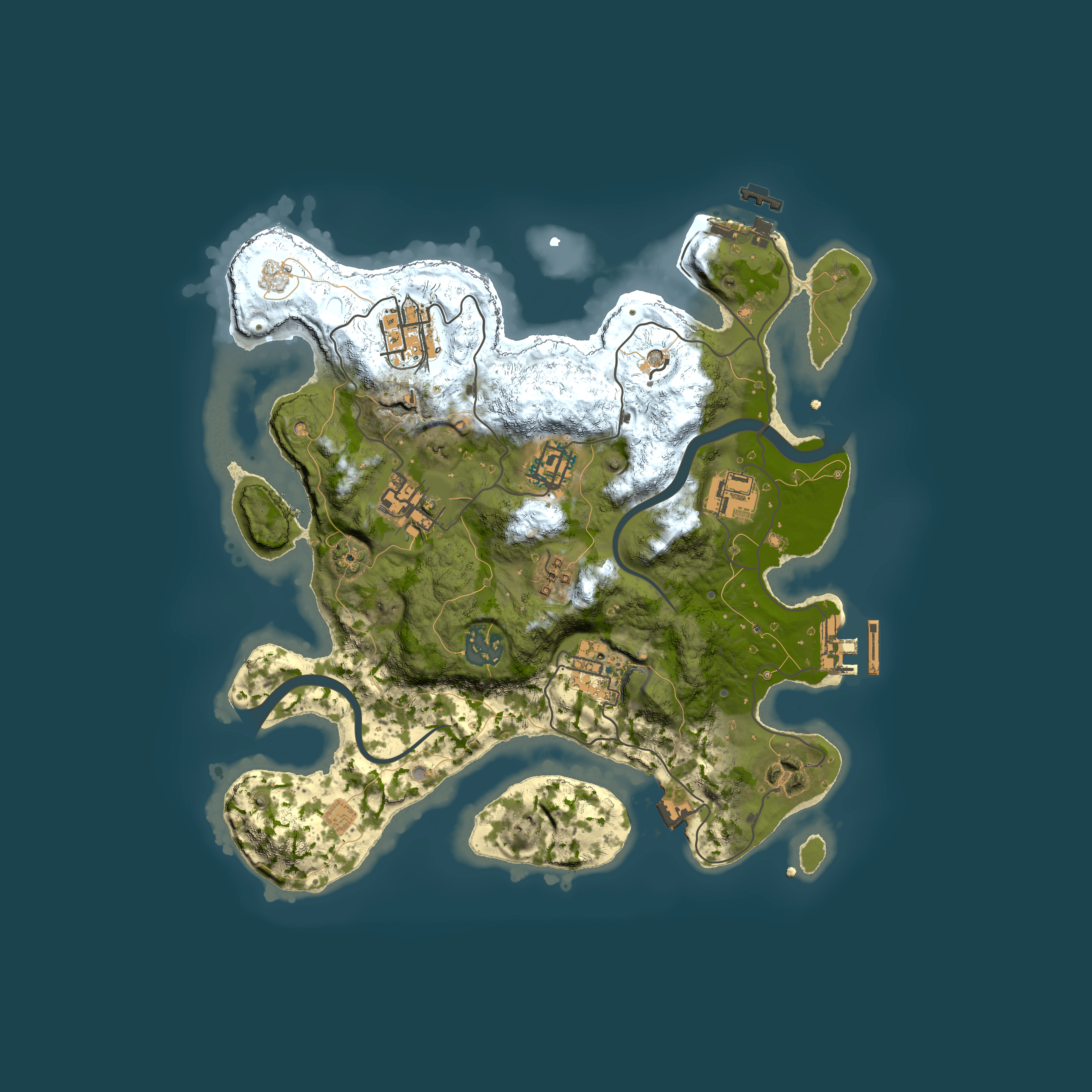 Full top-down render of Rust map seed 1283416883, 3000x3000m