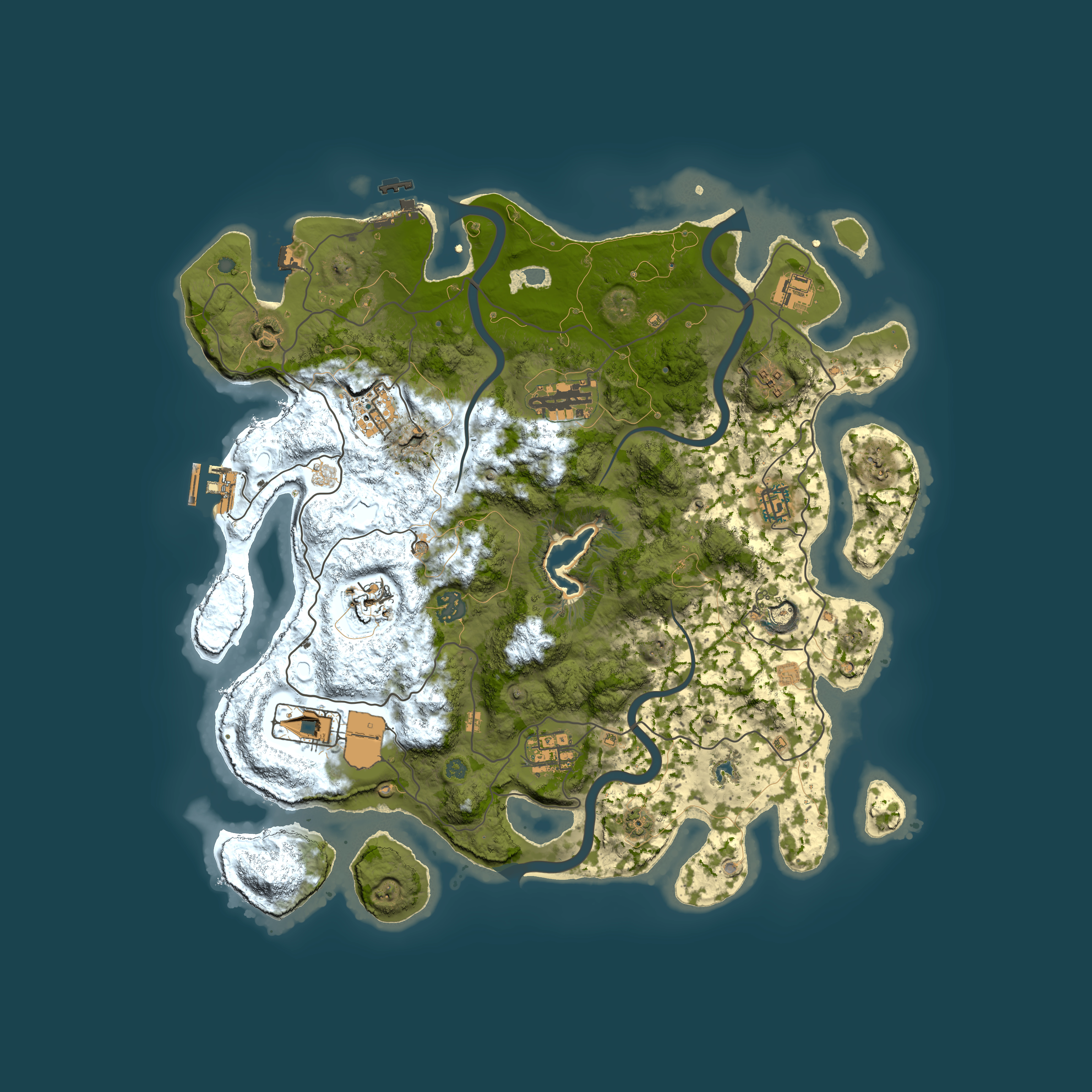 Full top-down render of Rust map seed 261164925, 4000x4000m
