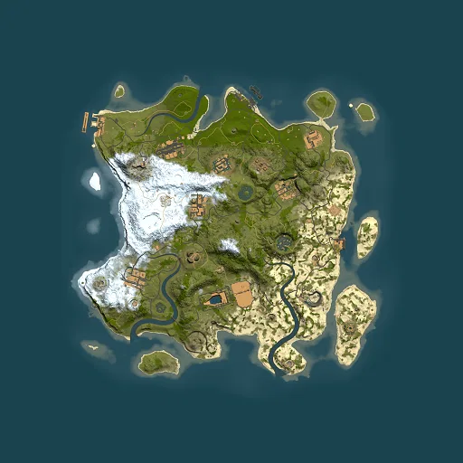 Rust map seed 64971815, 3500x3500m top-down preview
