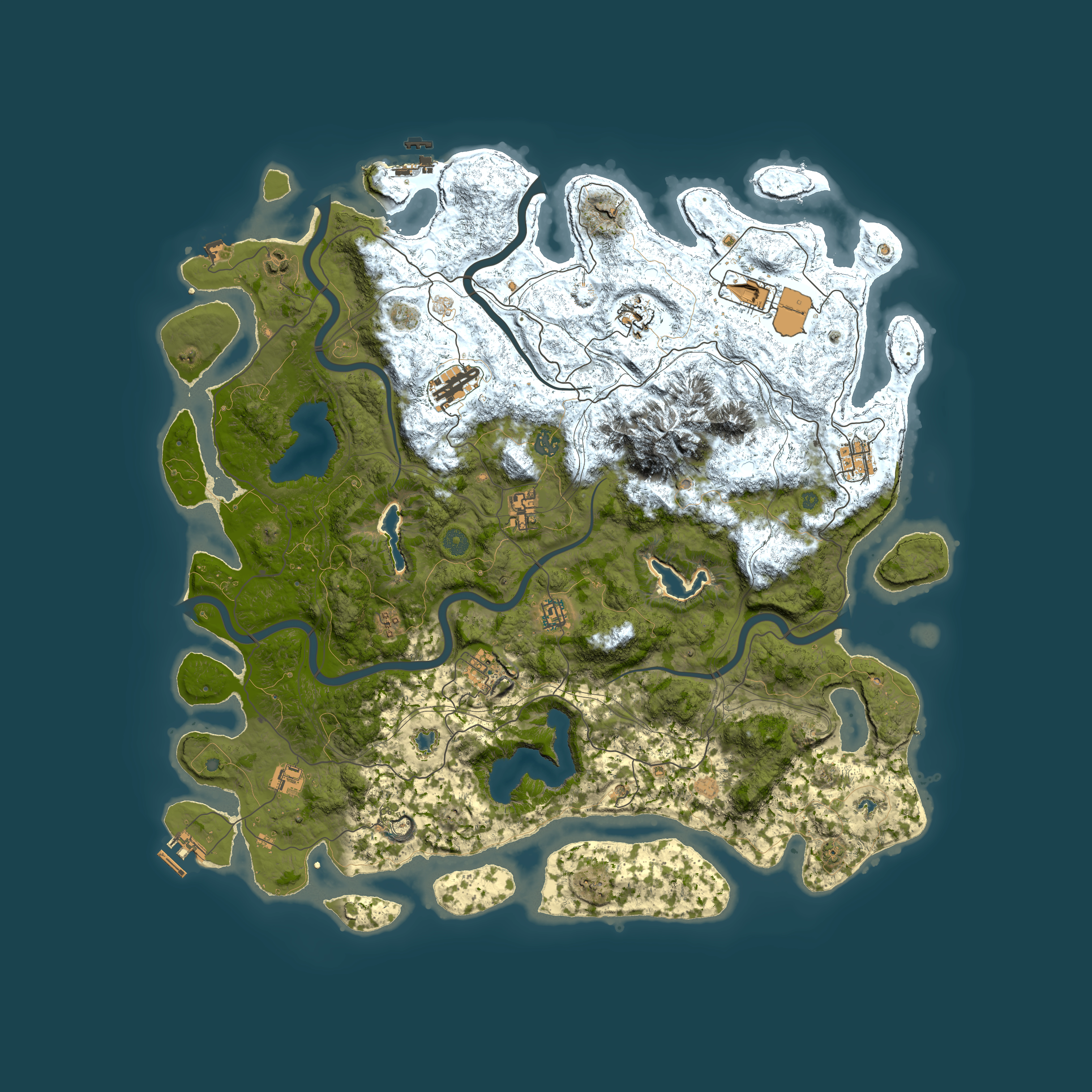 Full top-down render of Rust map seed 283744269, 5000x5000m