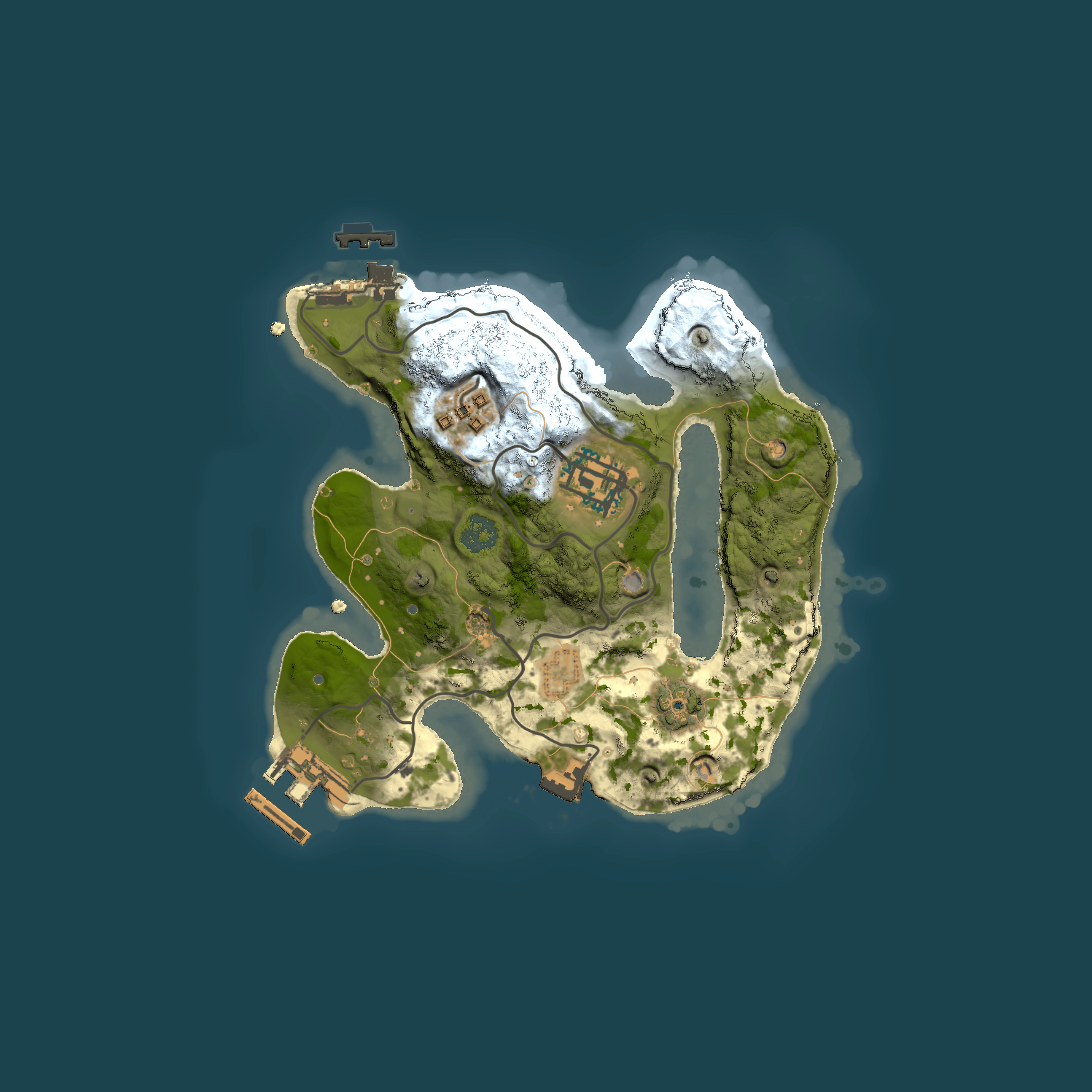 Full top-down render of Rust map seed 1134908111, 2000x2000m