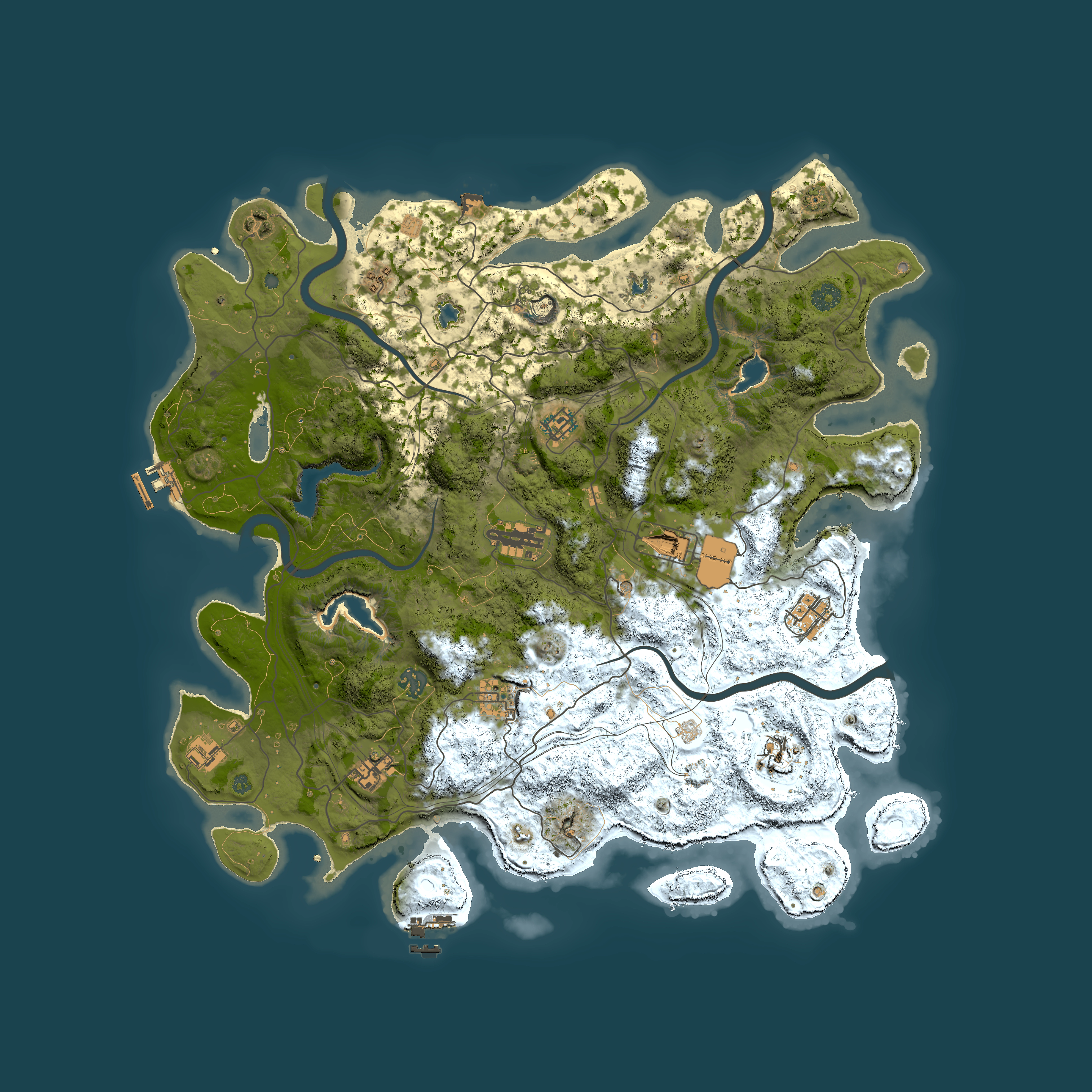 Full top-down render of Rust map seed 285349964, 4500x4500m