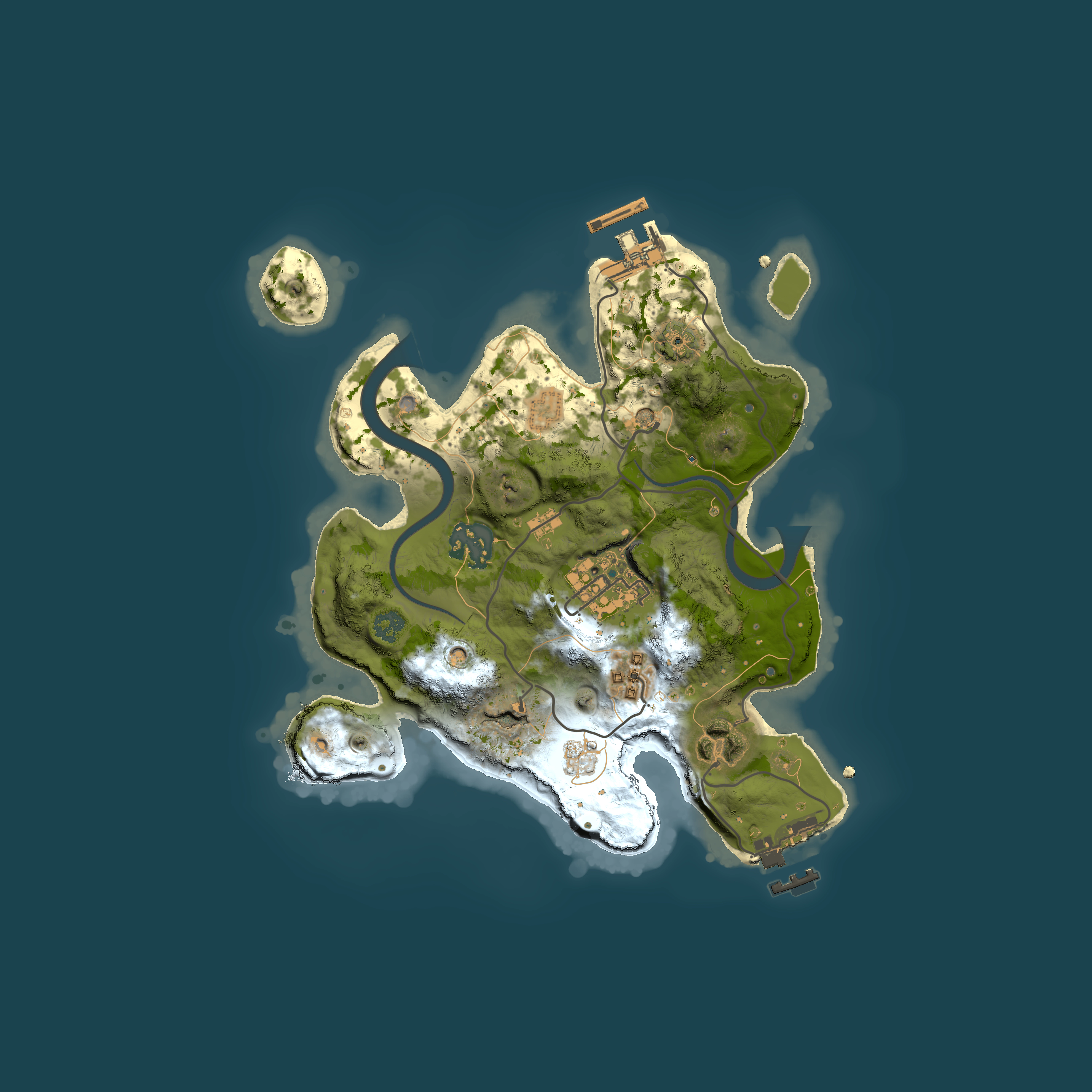 Full top-down render of Rust map seed 1686287131, 2500x2500m