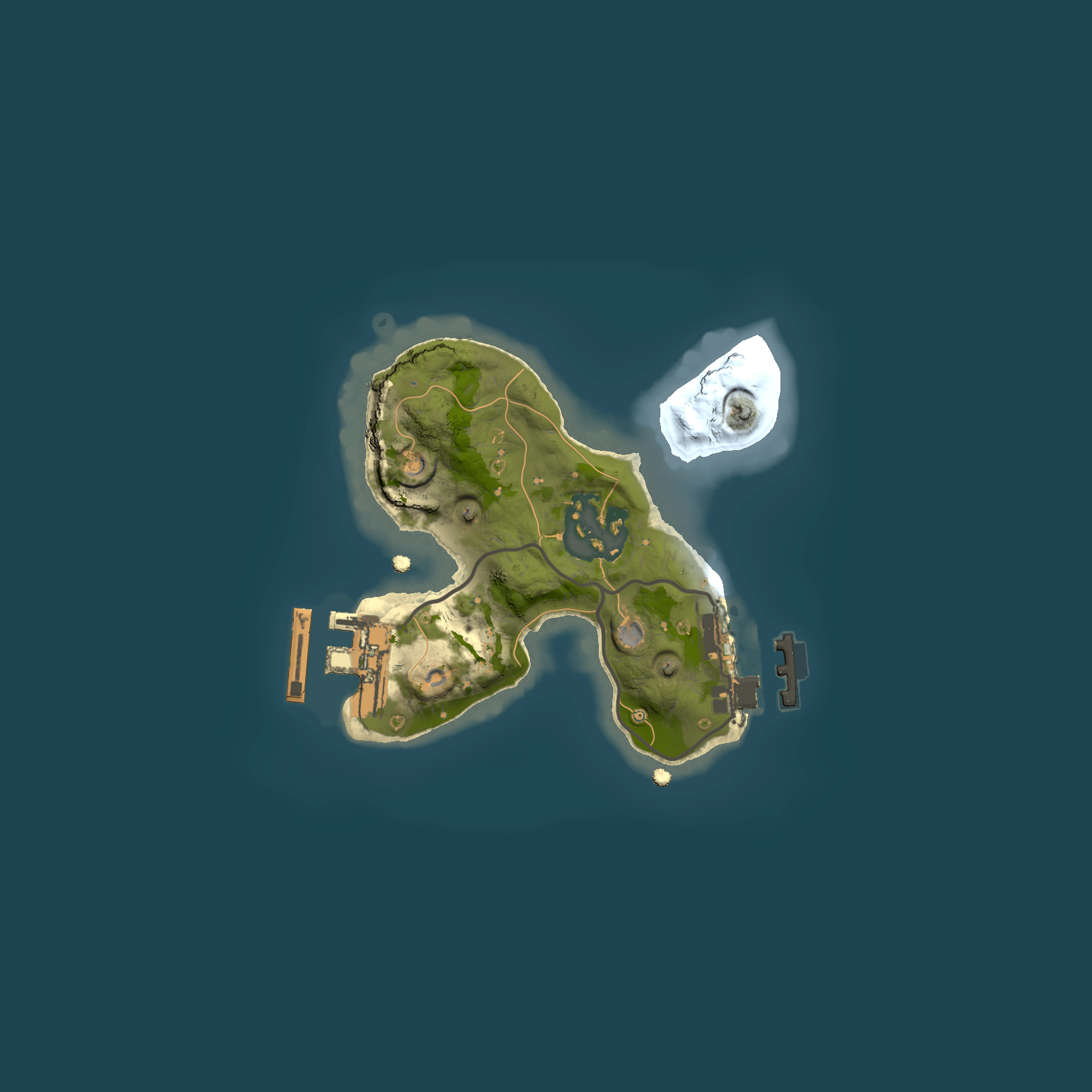 Full top-down render of Rust map seed 1132823618, 1500x1500m