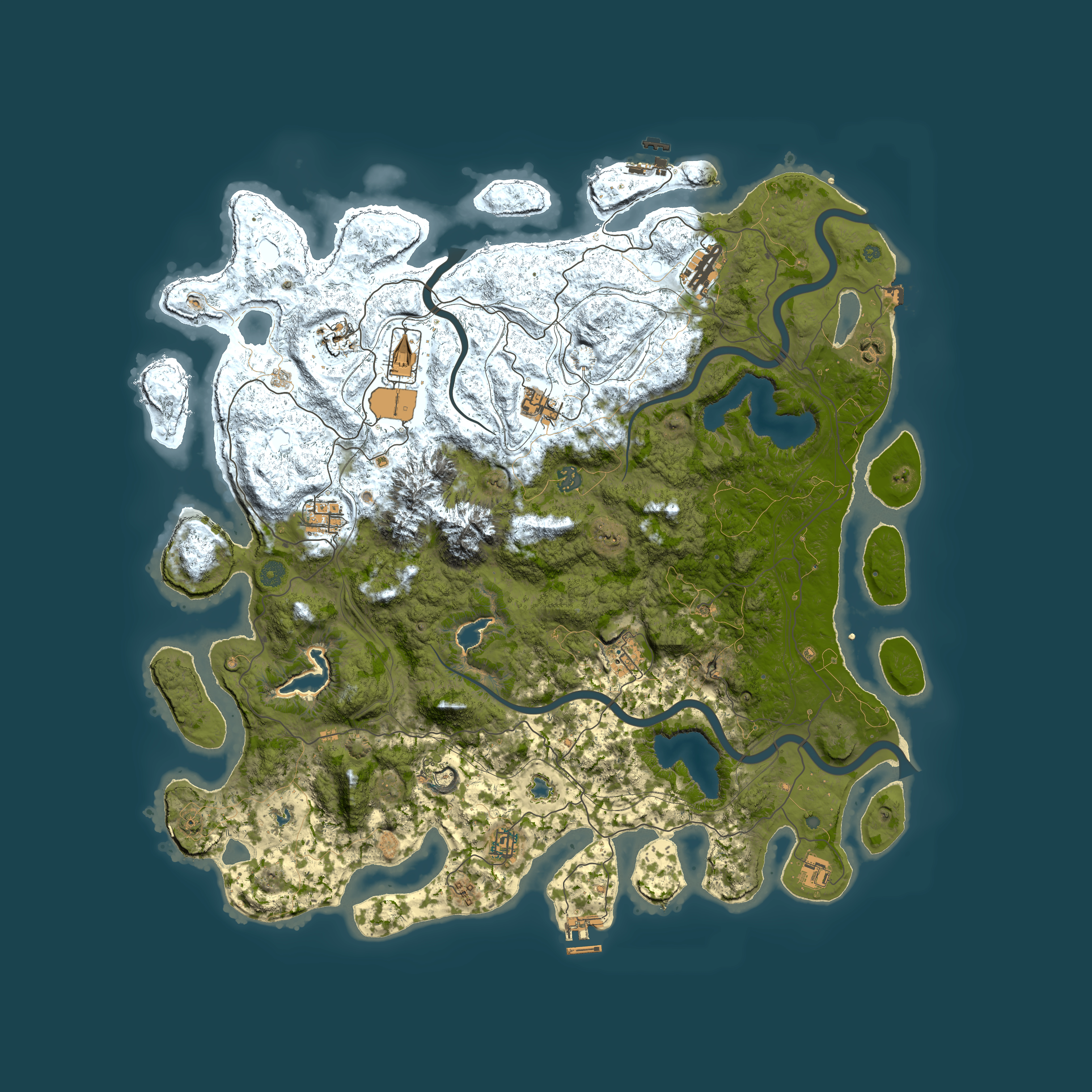 Full top-down render of Rust map seed 241672081, 5000x5000m