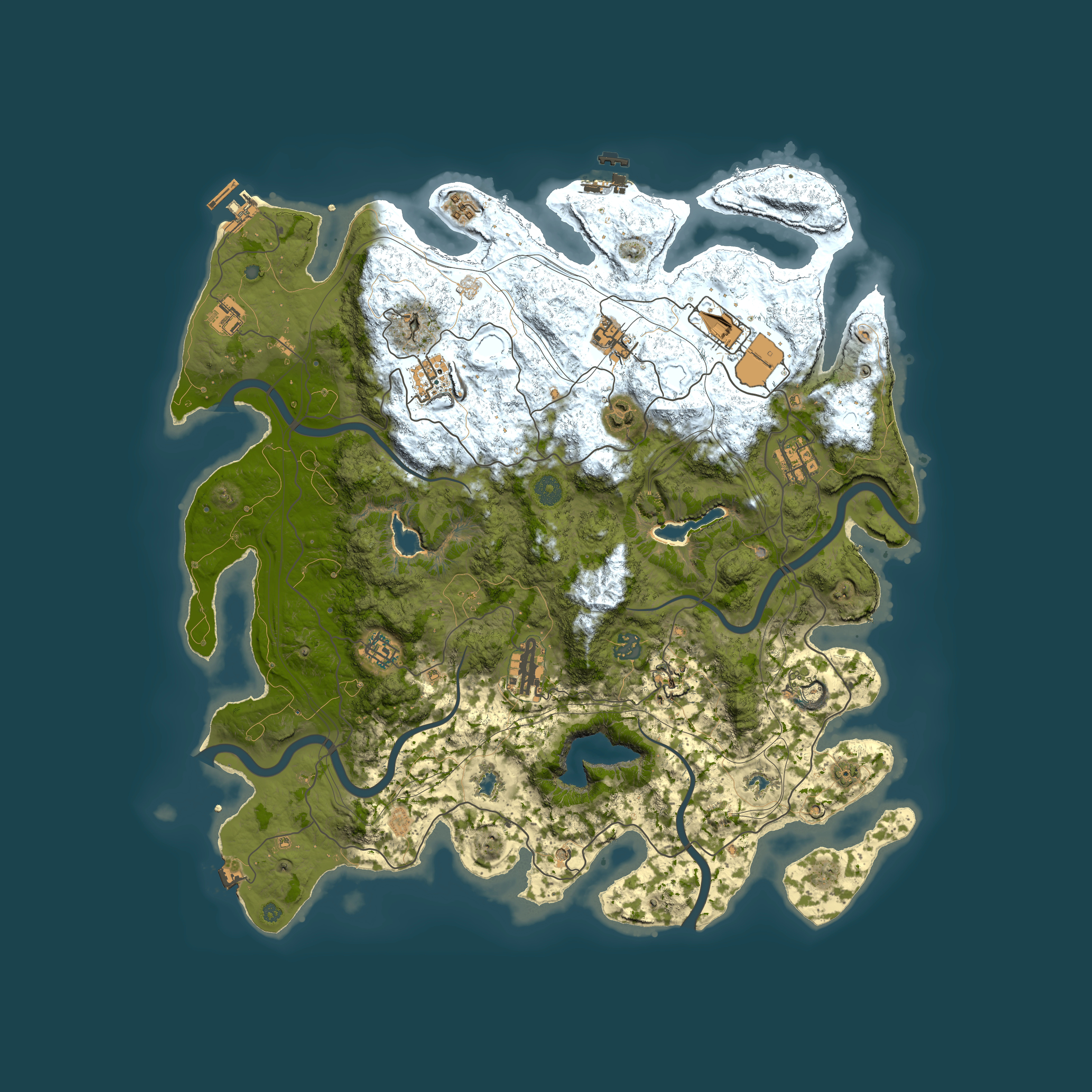 Full top-down render of Rust map seed 230829166, 4500x4500m