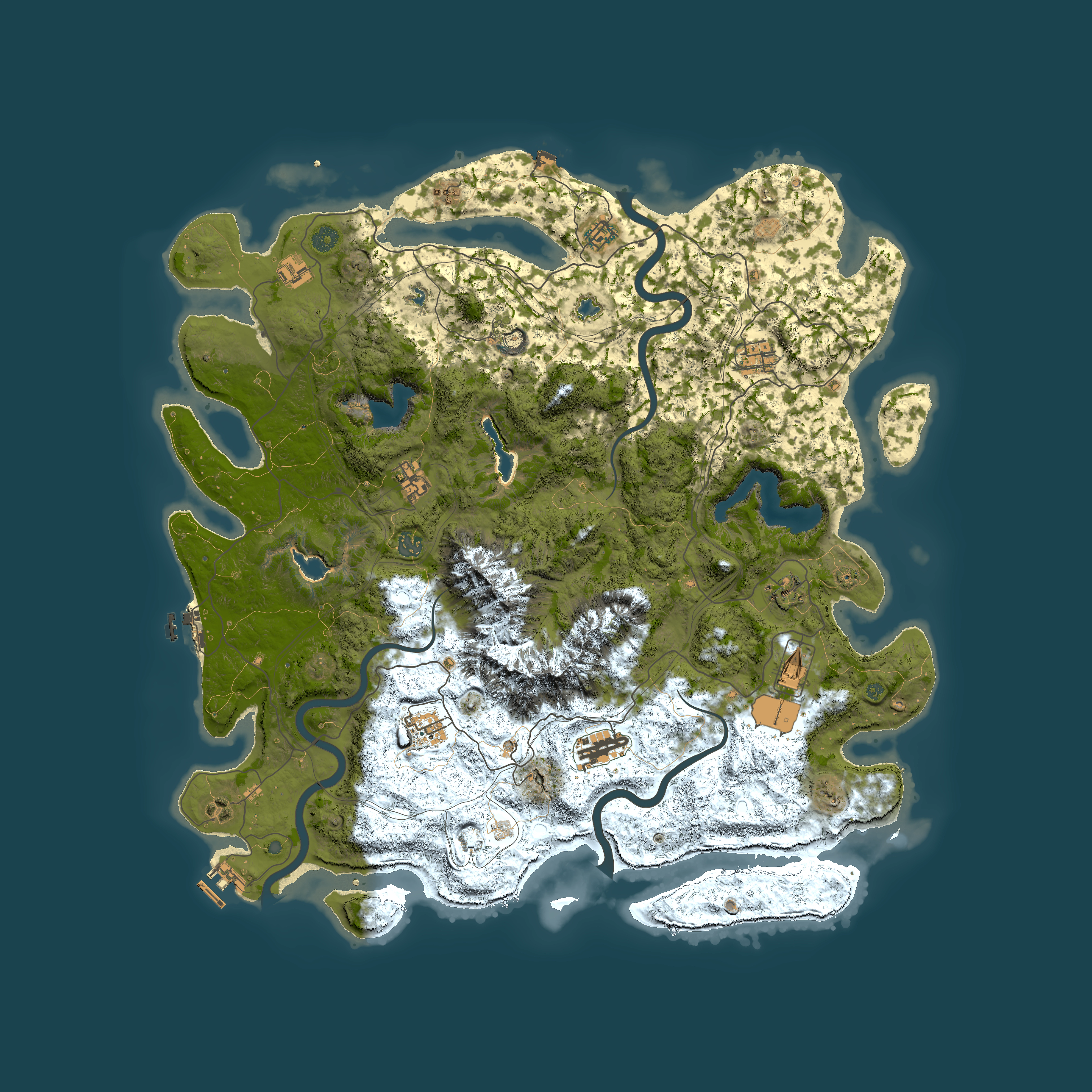 Full top-down render of Rust map seed 334967298, 5000x5000m