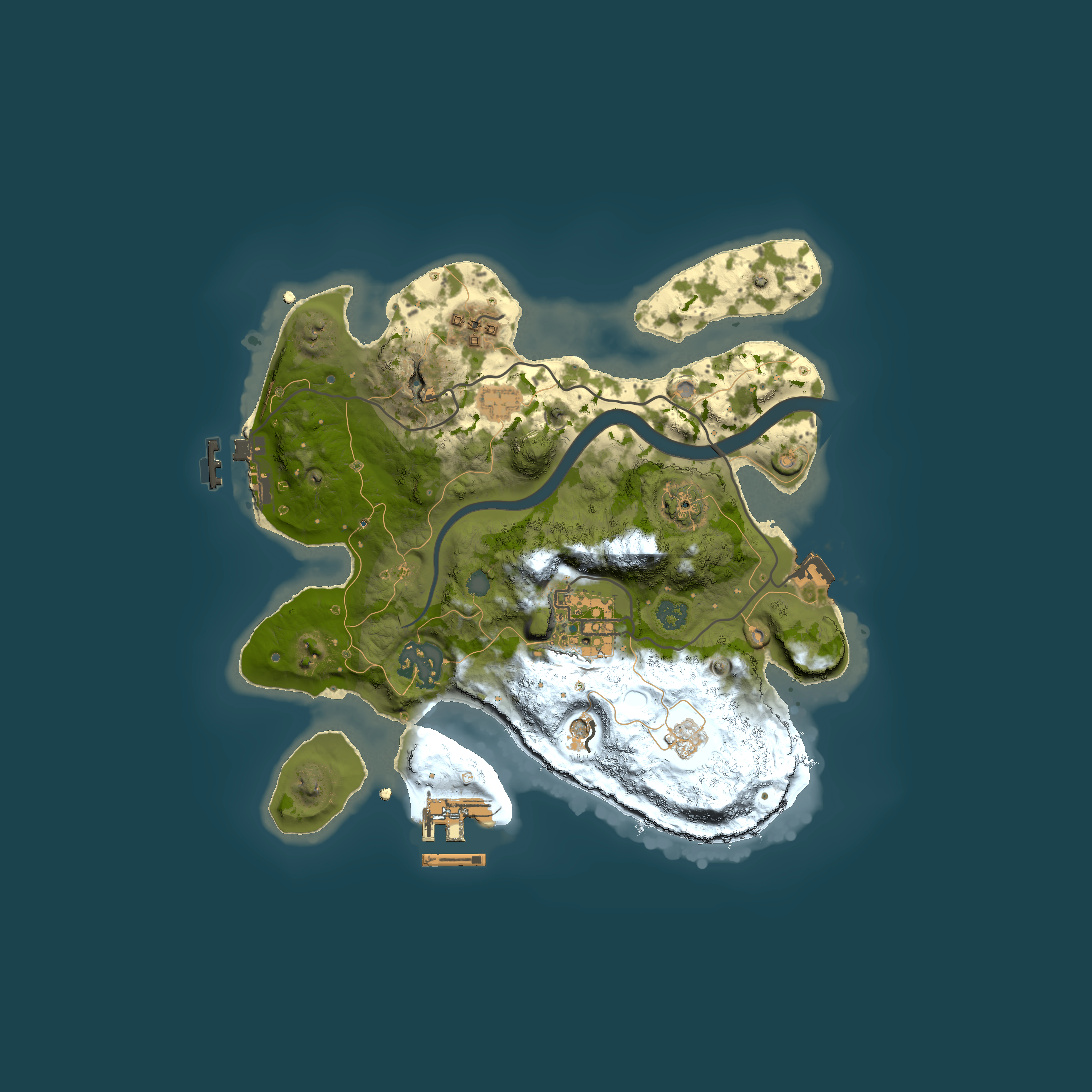 Full top-down render of Rust map seed 1869498109, 2500x2500m