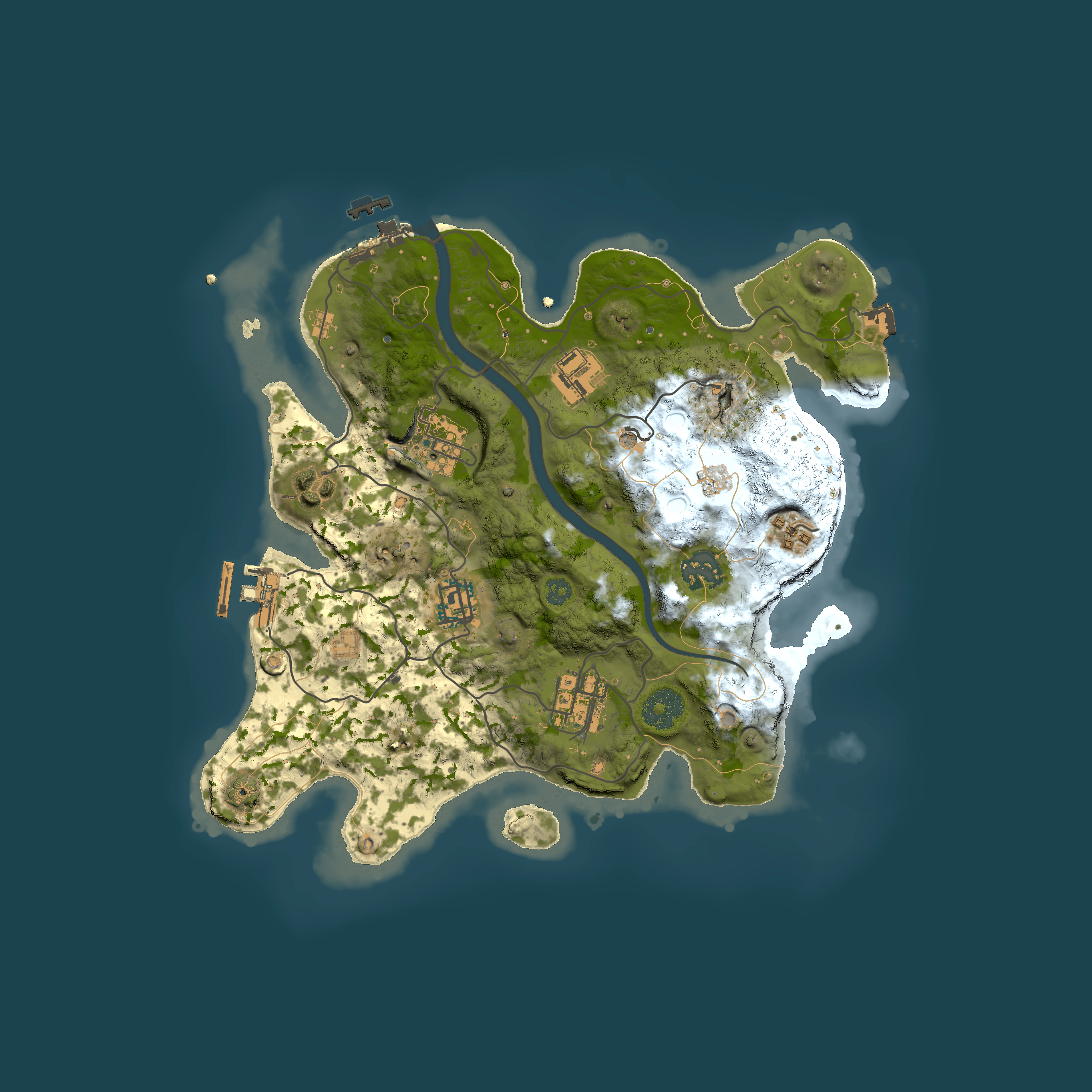 Full top-down render of Rust map seed 1008991220, 3000x3000m