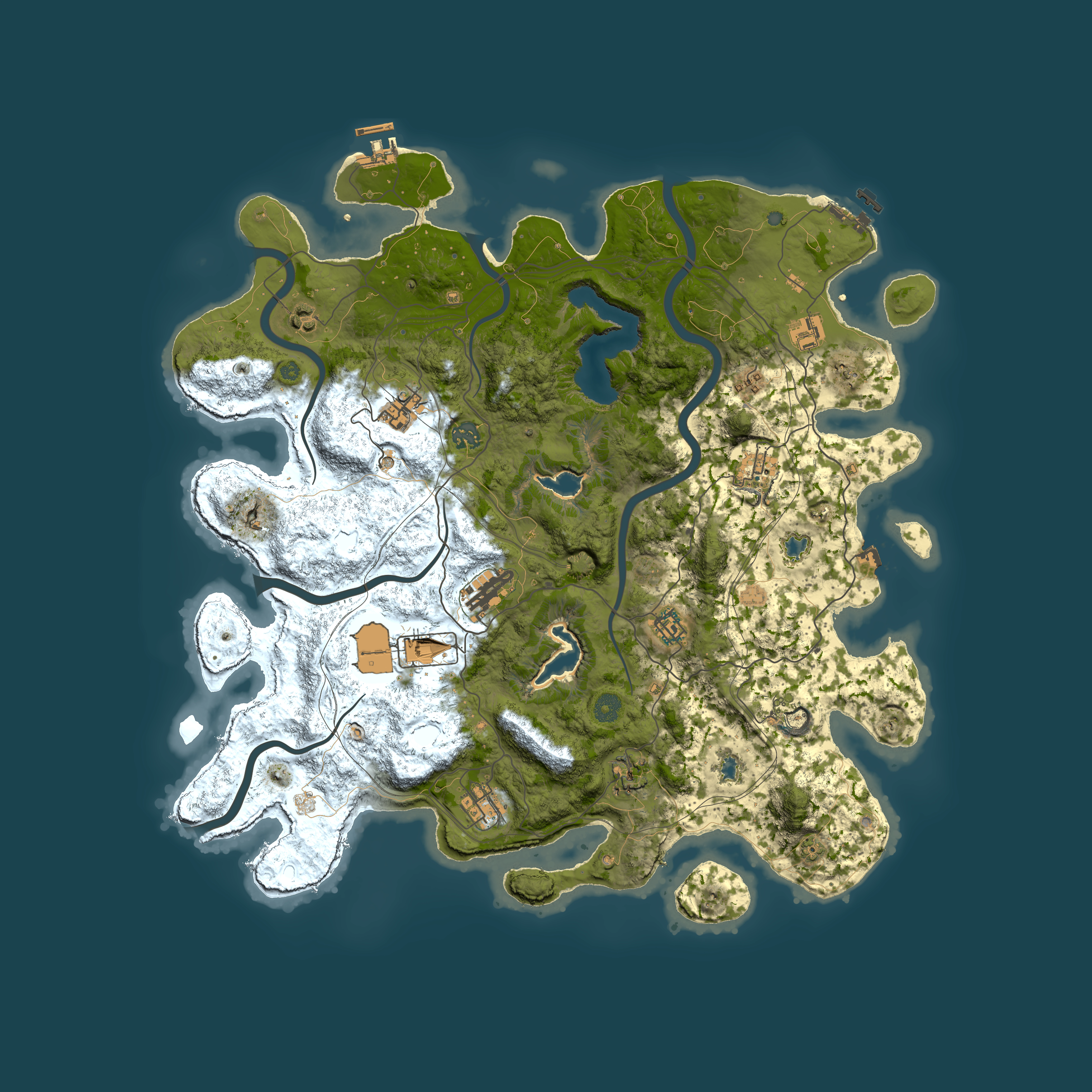 Full top-down render of Rust map seed 134721707, 4500x4500m