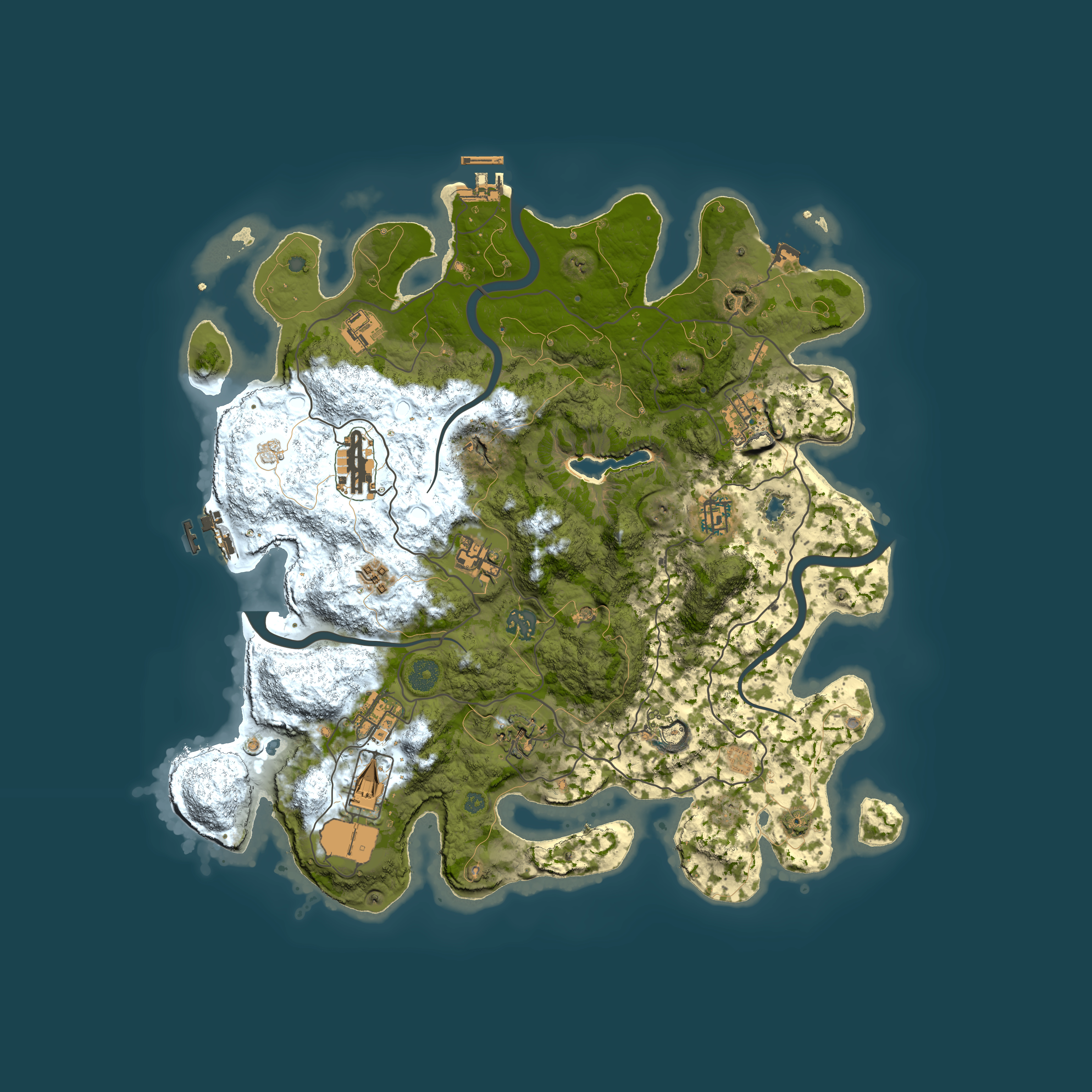 Full top-down render of Rust map seed 239432059, 4000x4000m